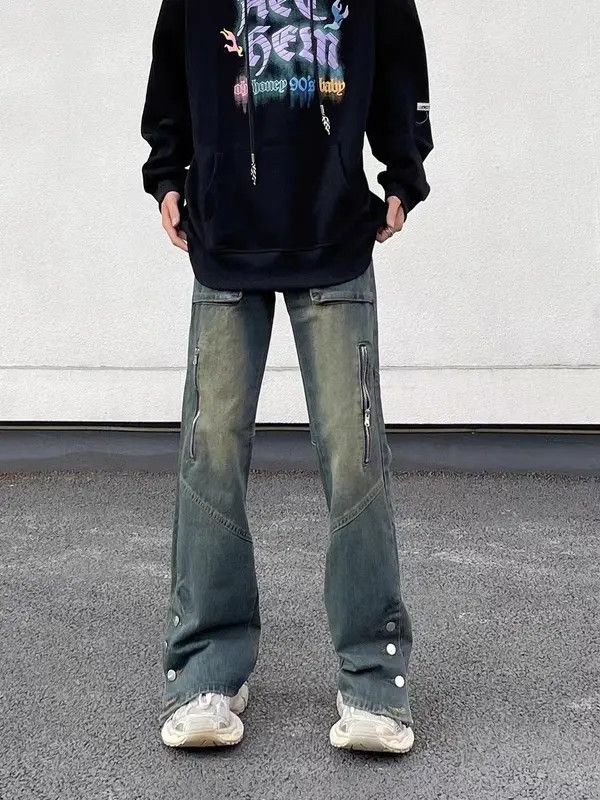 VIBE Retro high street washed distressed buttoned jeans Size US 34 / EU 50 - 1 Thumbnail