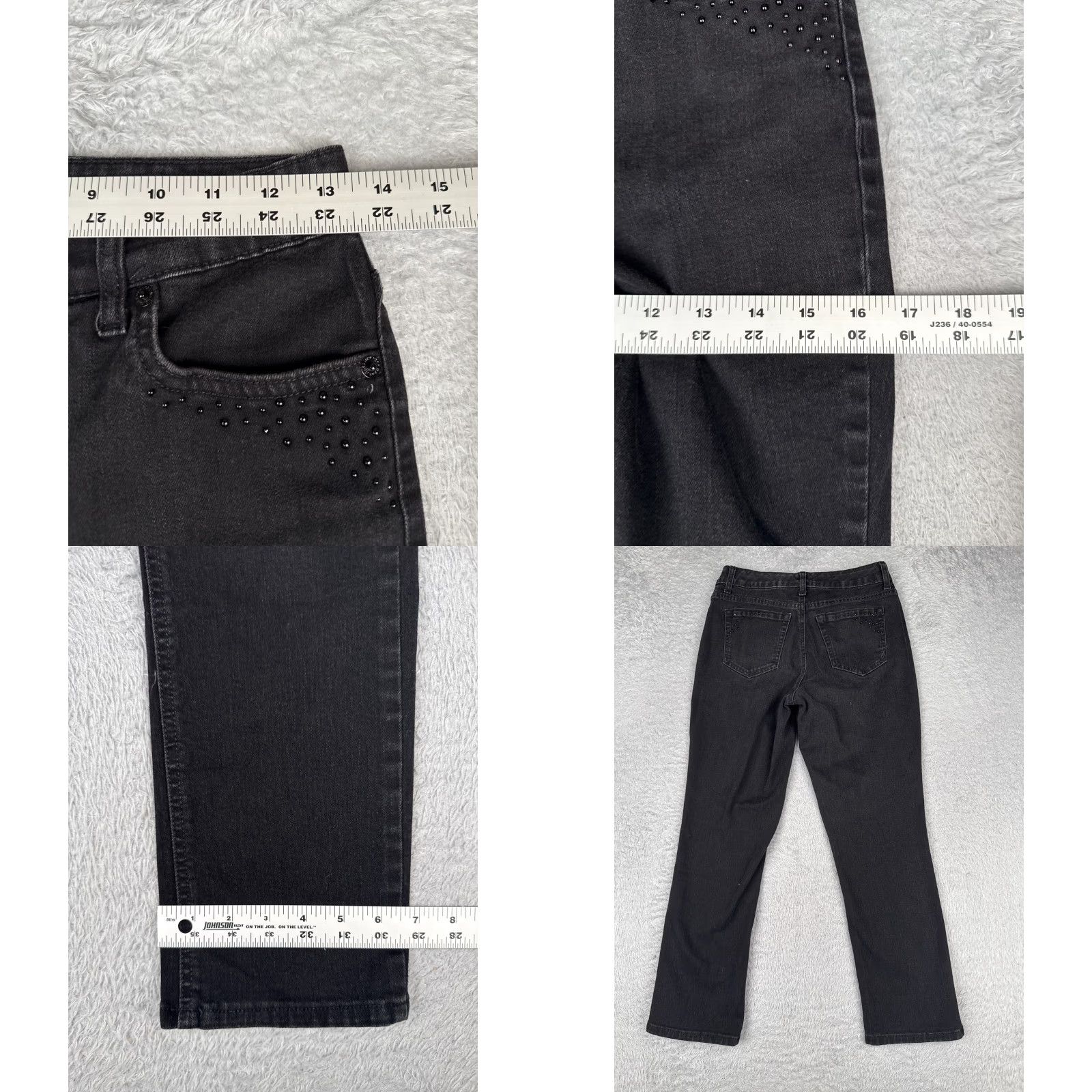 Jones New York Jones New York Jeans Womens 6P Black Lexington Straight Mid Rise Cotton 26x25 Size 28" / US 6 / IT 42 - 9 Thumbnail