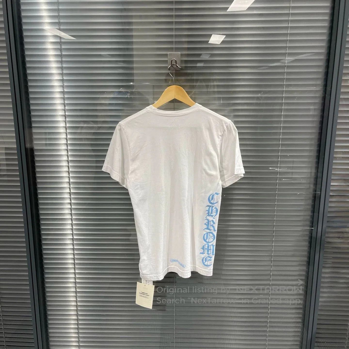 Chrome Hearts White Short Sleeve Shirt with Blue Text and Pocket. Size US S / EU 44-46 / 1 - 2 Thumbnail