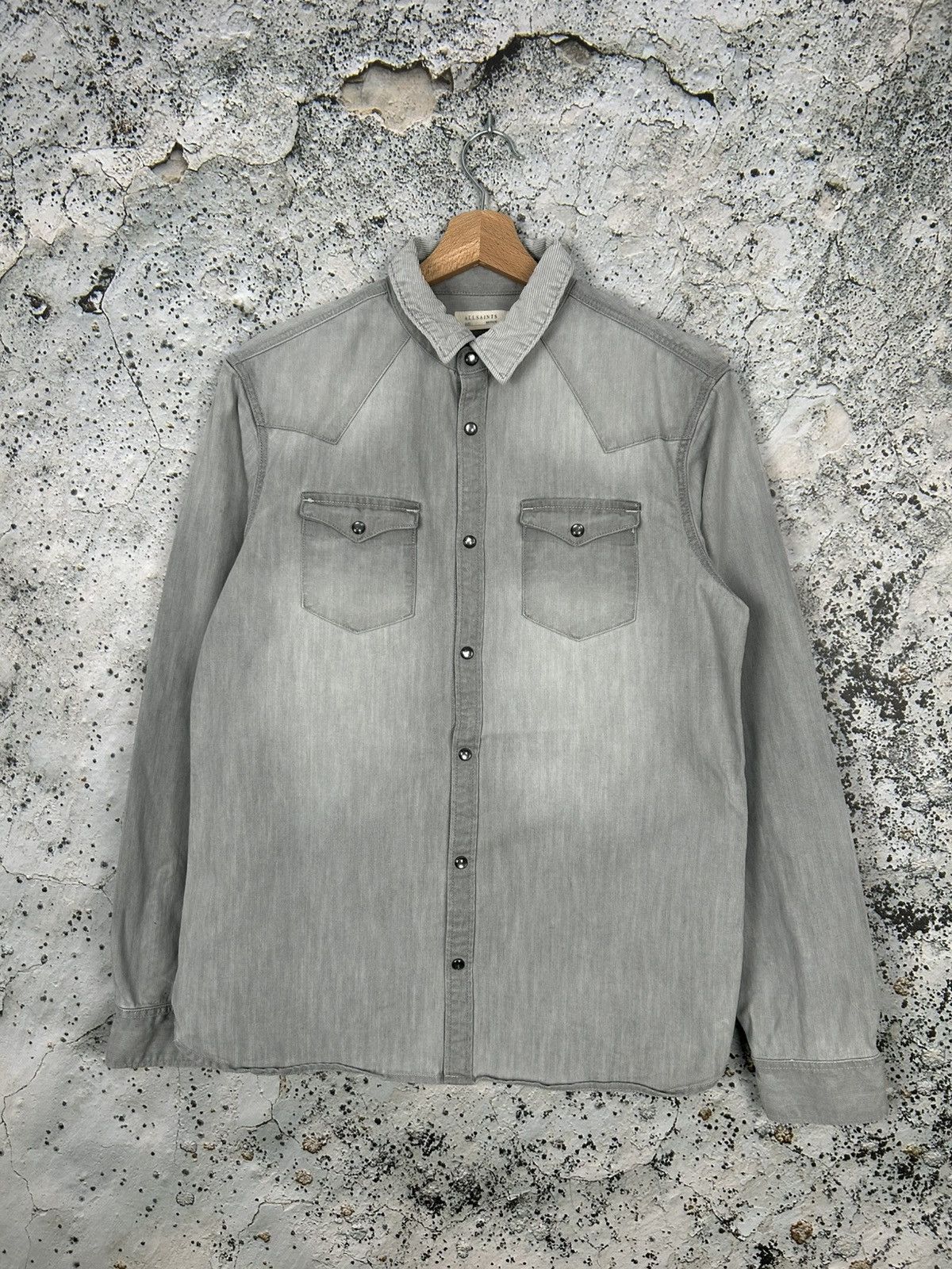 Allsaints Allsaints Grey Shirt Basic Grunge Affliction Rock Punk Skate Size US M / EU 48-50 / 2 - 1 Thumbnail