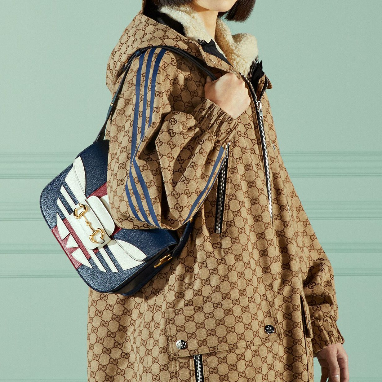 Gucci Gucci adidas Horsebit 1955 Bag Blue Red Leather Trefoil Size ONE SIZE - 2 Thumbnail