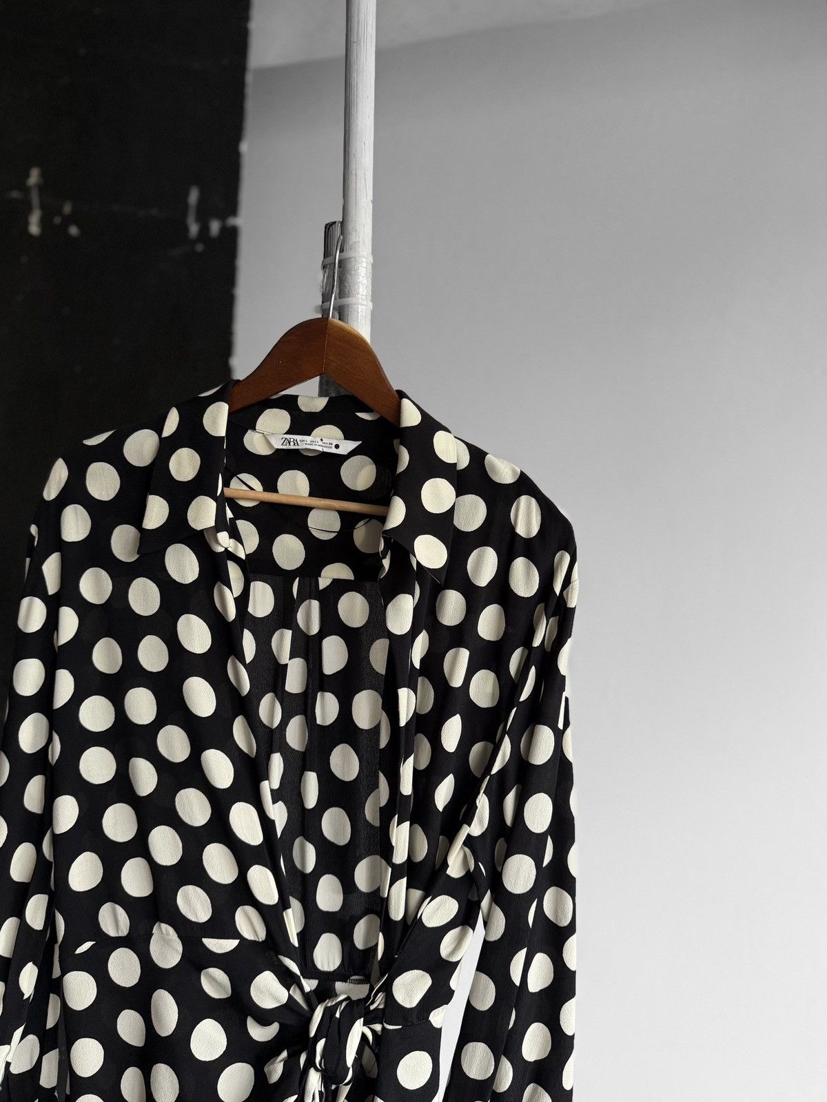 zara black polka dot mini dress Self-Portrait - Polka Dot Draped Knit Mini Dress main image 1