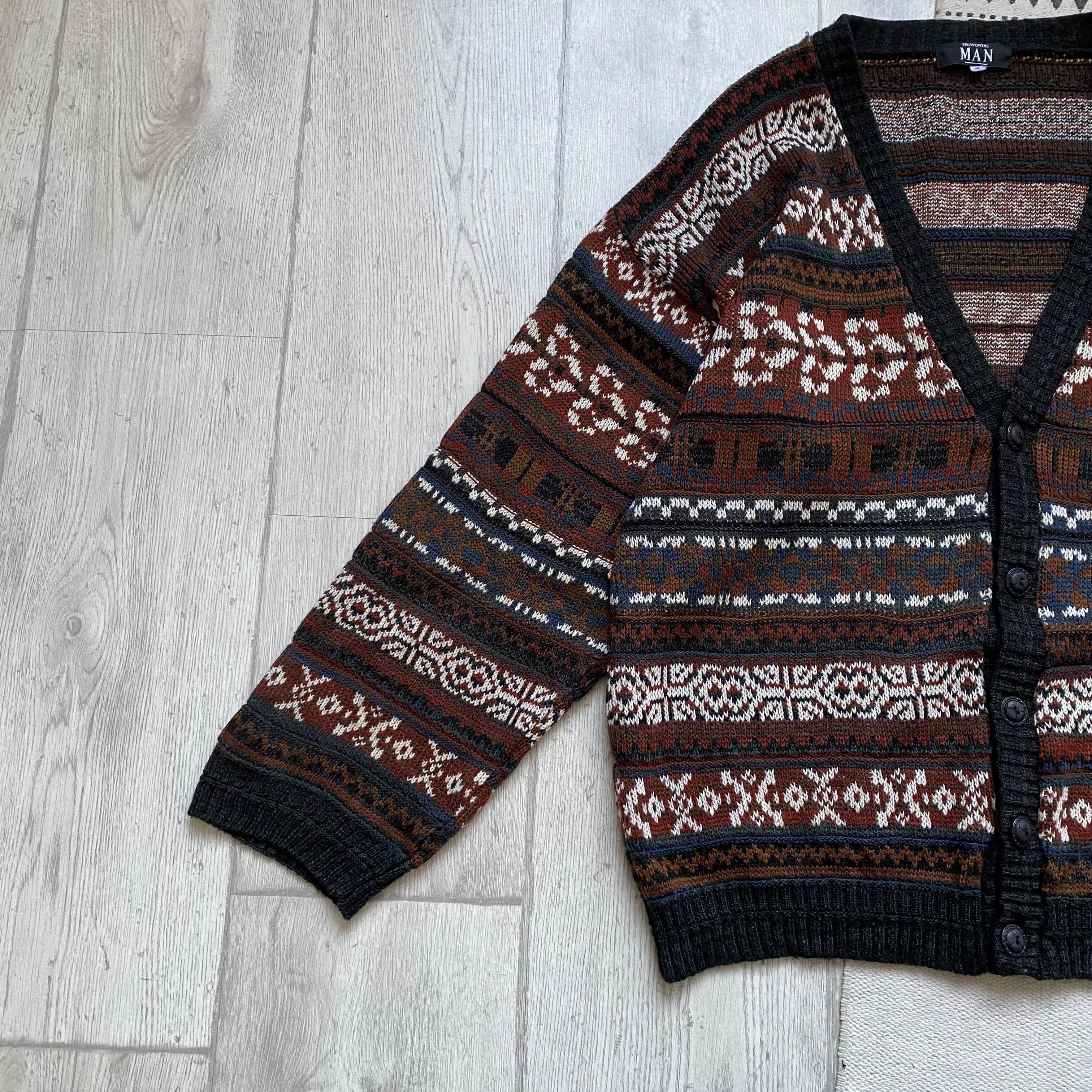 Tundra 👔 Vintage 80s-90s Cozy sweater knit multi cardigan Y2K Size US M / EU 48-50 / 2 - 5 Thumbnail