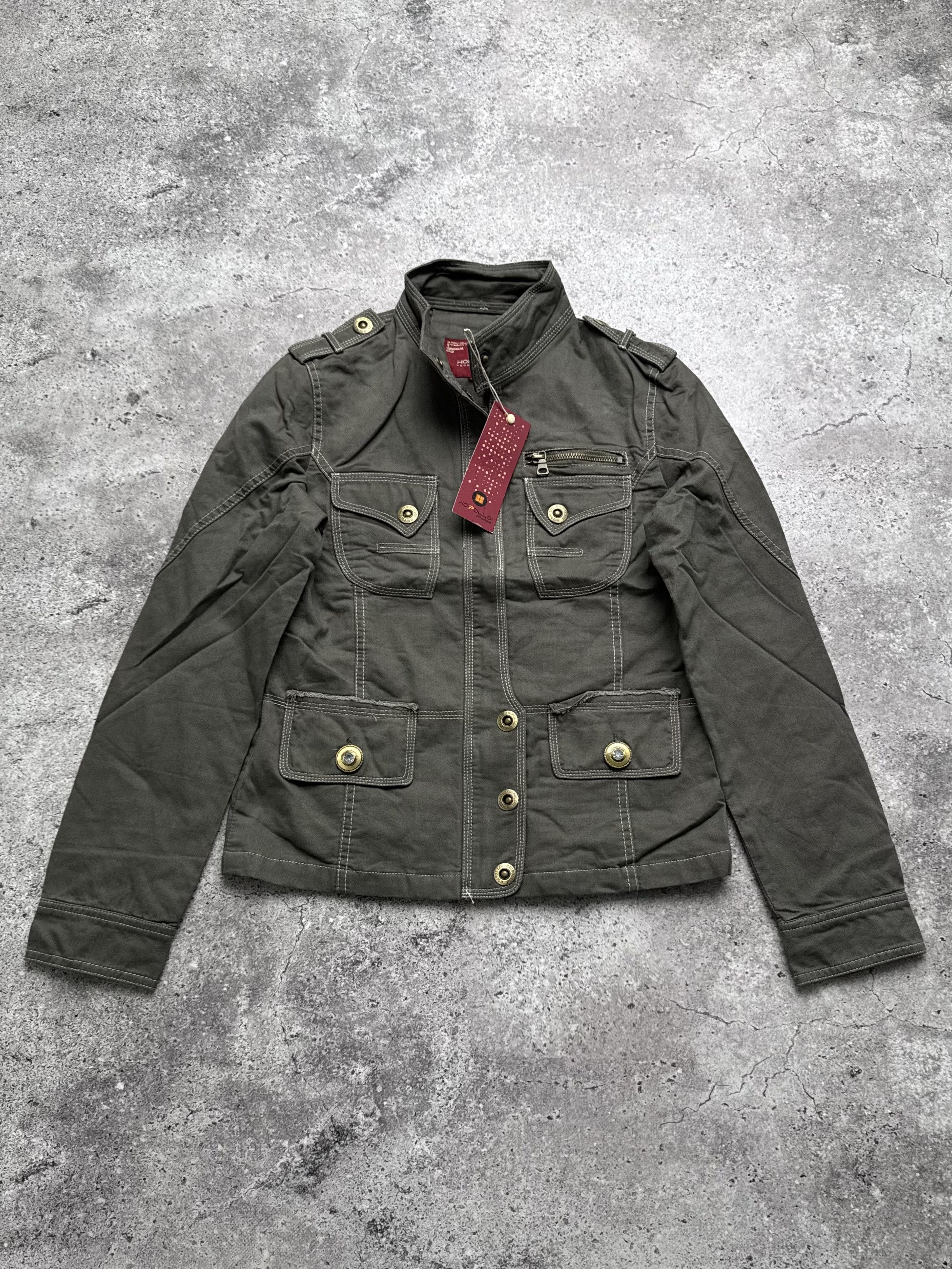Vintage Vintage Khaki Military Jacket Utility Cotton Zip Button Coat Size XS / US 0-2 / IT 36-38 - 1 Thumbnail