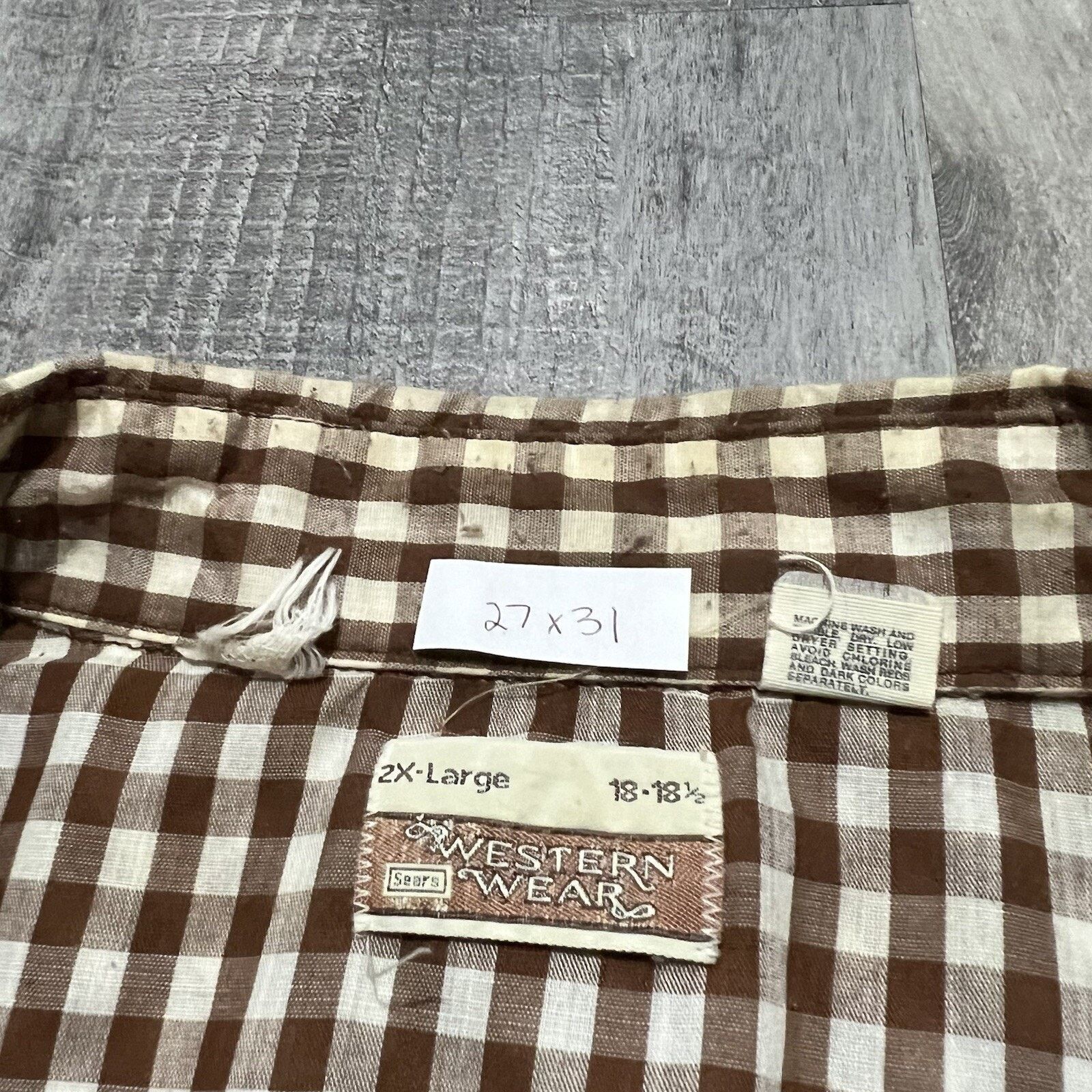 Sears VTG Sears Western Wear 1980s Brown Plaid Pearl Snap Shirt Size US XXL / EU 58 / 5 - 4 Thumbnail
