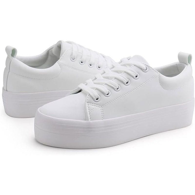 Other New Jabasic Womens Size 8 White Faux Leather Lace Up Platfor Size US 8 / IT 38 - 3 Thumbnail