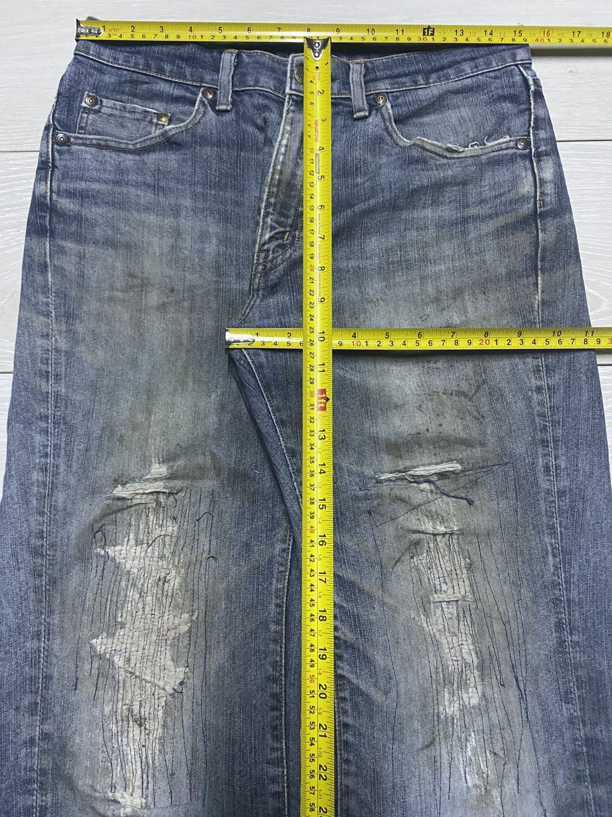 Big John Vintage Big John Japan Grunge Distressed Repair Jeans Size US 30 / EU 46 - 9 Thumbnail