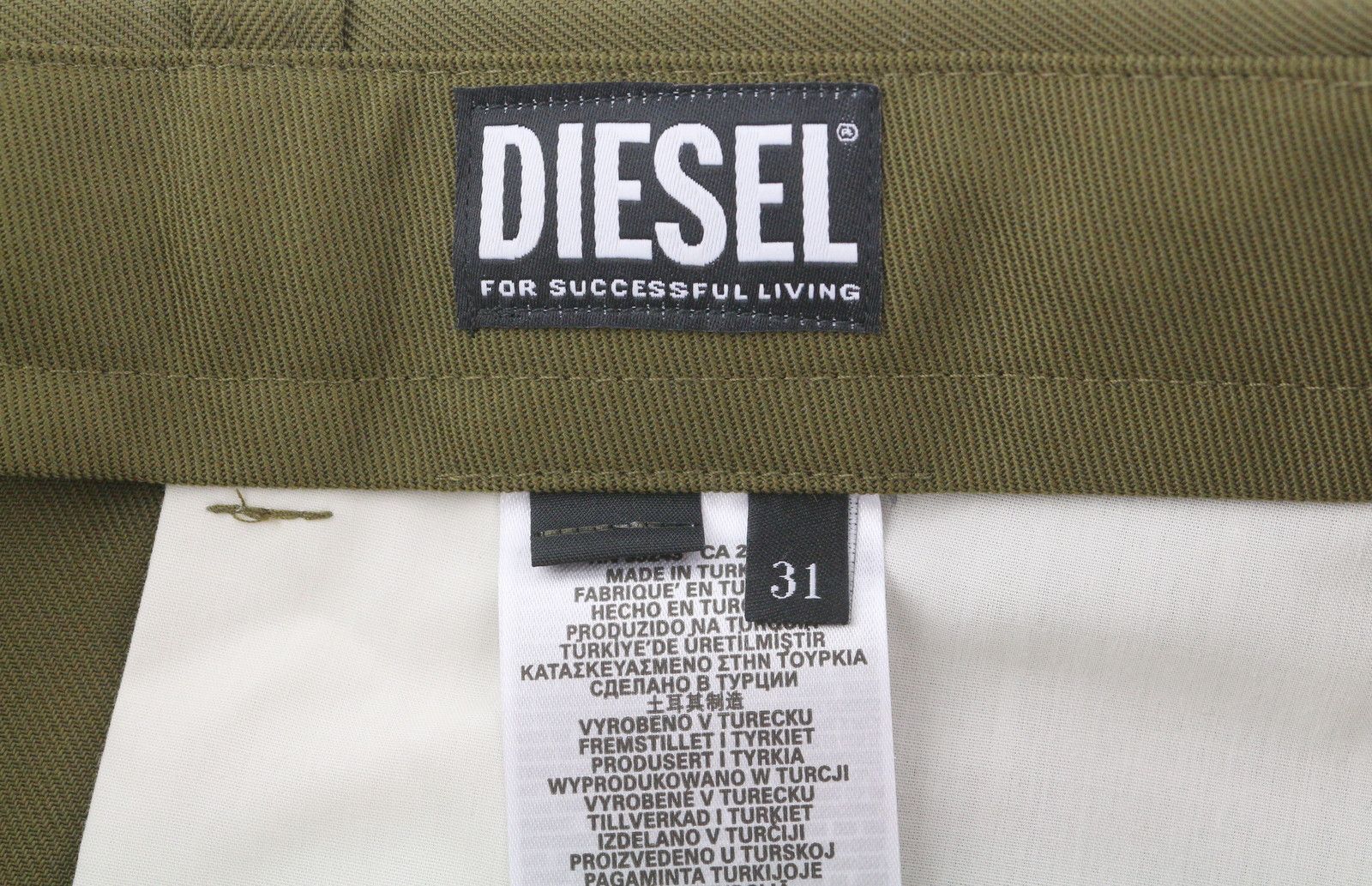Diesel P-RHEE-NW W31 Green Wool Blend Pleated Zip Cargo 85378 Size US 31 - 10 Thumbnail