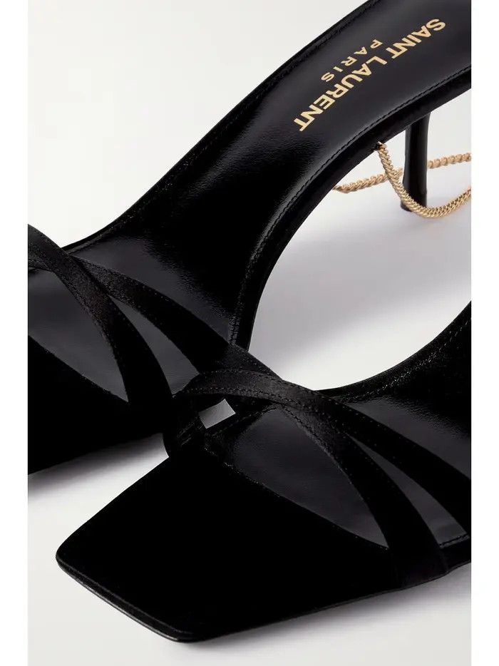 Saint Laurent Paris o1bcso1str1124 Melody Sandals In Crepe Satin in Black Size US 9.5 / IT 39.5 - 3 Thumbnail