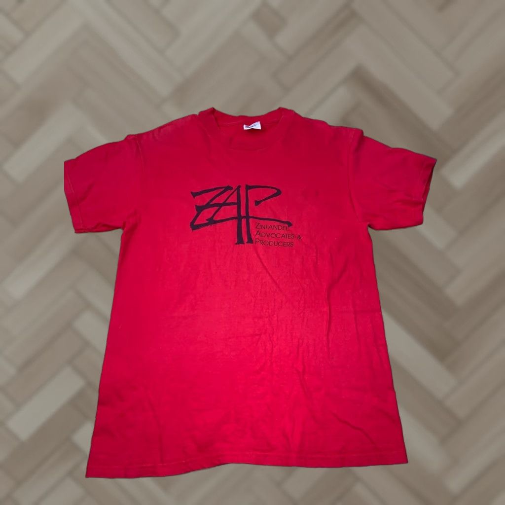 Hanes VINTAGE Zinfandel Advocates & Producers ZAP T Shirt L Red Wine Vineyard 4277 Hanes Beefy-T Mens Shirt Red 90s USA Wine Vineyard Hanes Beefy-T Size US L / EU 52-54 / 3 - 1 Thumbnail