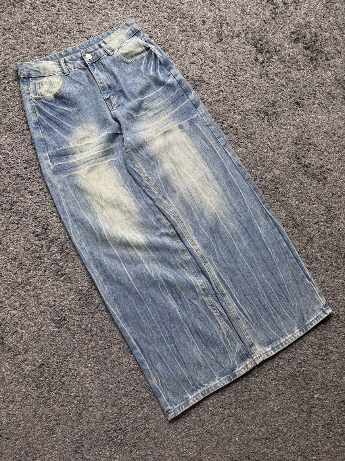Jean × Vintage Vintage very rare wide leg electric thunder blue baggy jeans Size US 33 - 5 Thumbnail