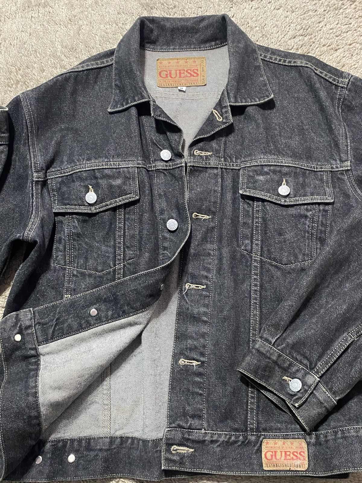 Guess Authentic Guess Black Denim Jacket Size US M / EU 48-50 / 2 - 3 Thumbnail