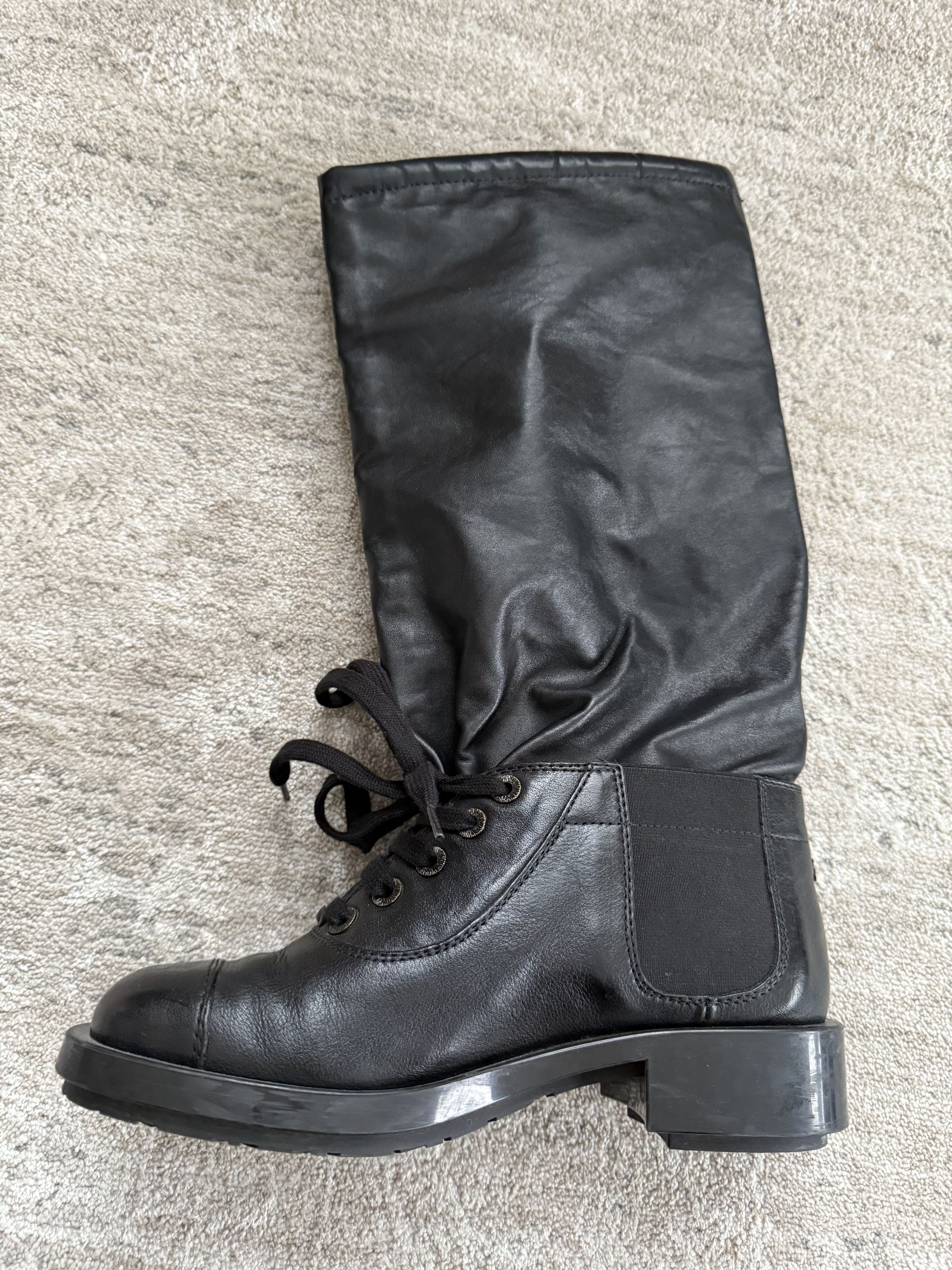 Chanel Chanel Grunge Black Lether Boots Size US 7 / IT 37 - 3 Thumbnail