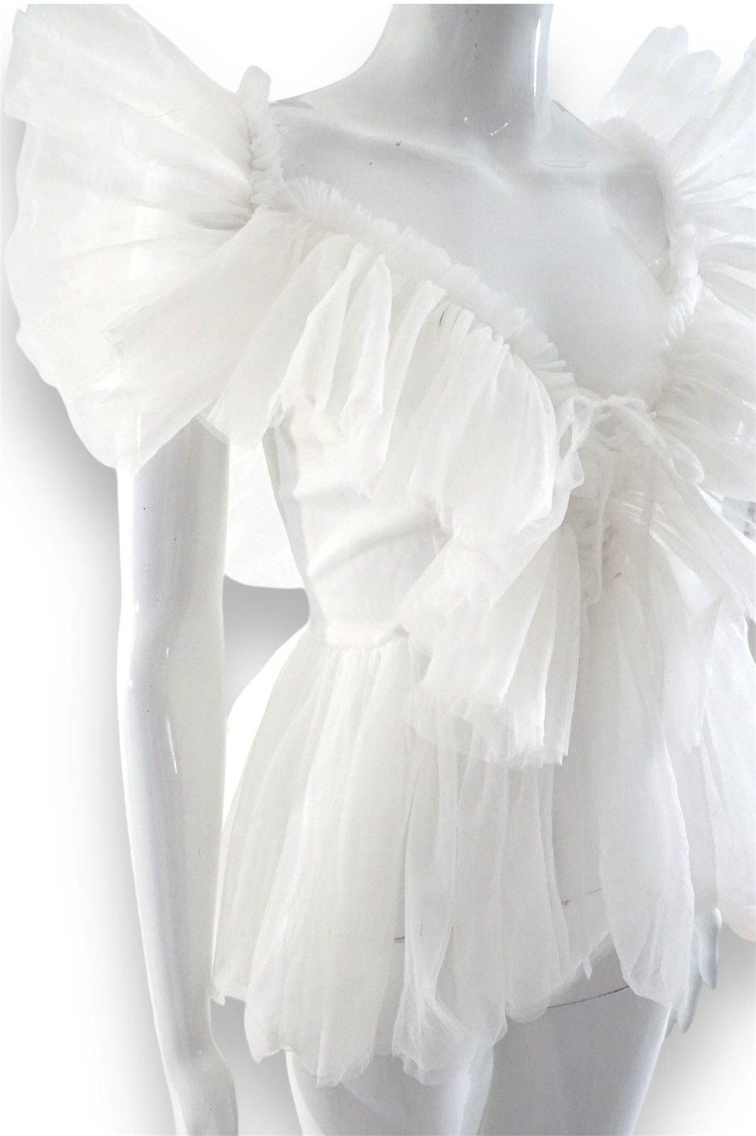 Vintage Vintage white tulle top Size M / US 6-8 / IT 42-44 - 2 Thumbnail