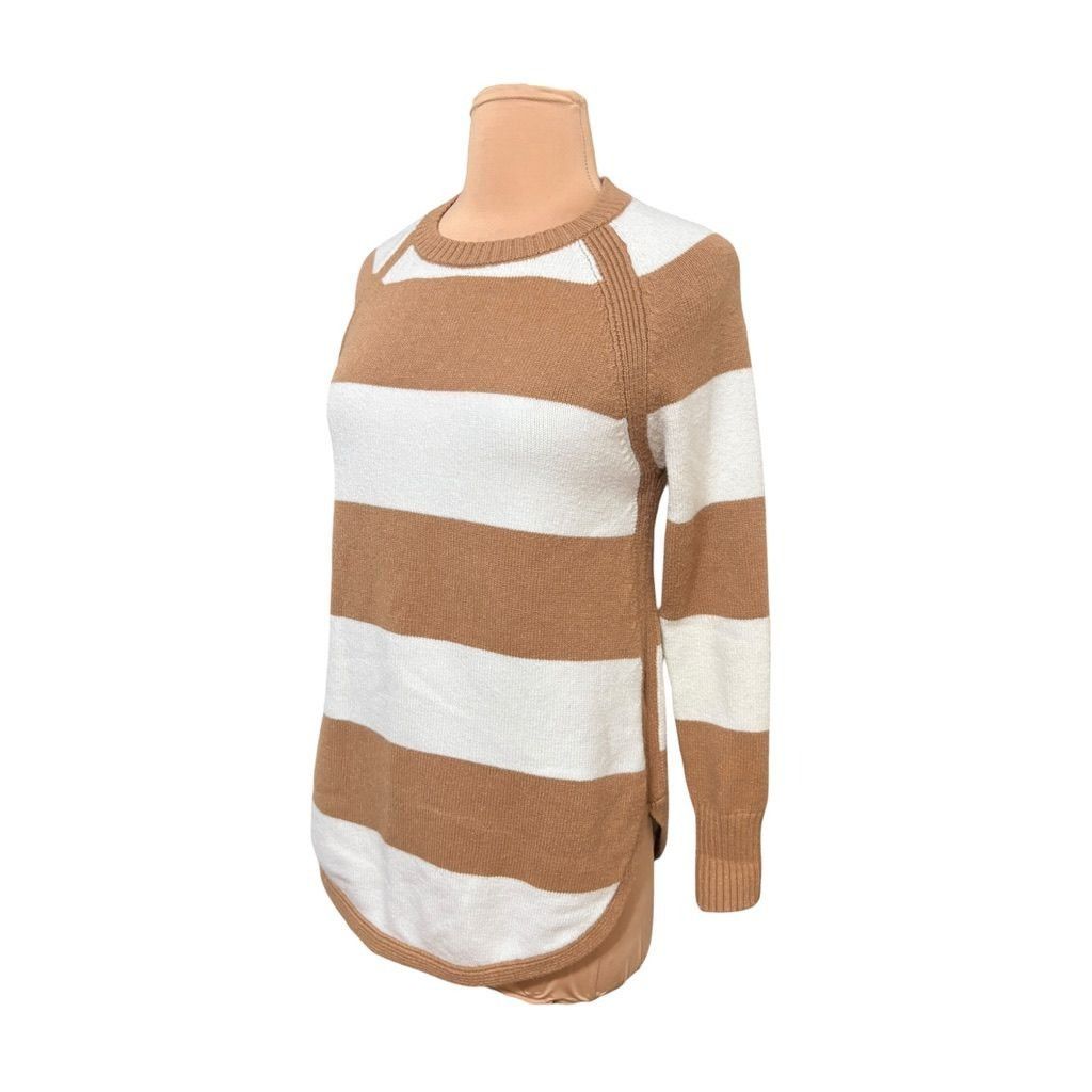 Anthropologie Anthropologie Striped Sweater XS Camel Tan Ivory Cashmere Bl Size XS / US 0-2 / IT 36-38 - 5 Thumbnail