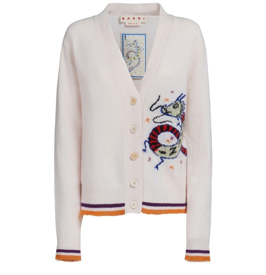 o1w1db10125 Wool Cashmere Blend Cardigan in White