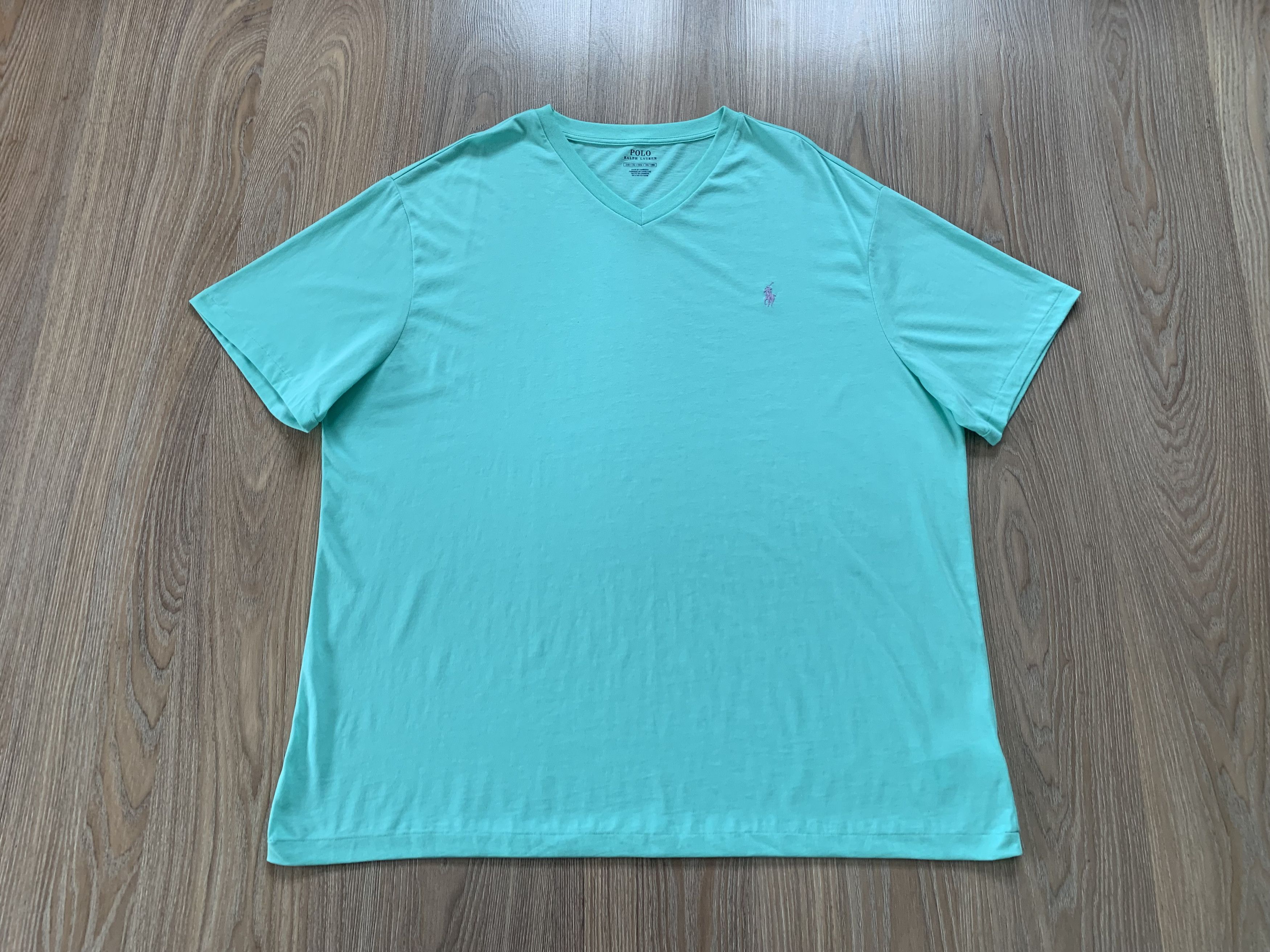 Polo Ralph Lauren Polo Ralph Lauren V-Neck Light Blue Cotton T-Shirt Size US XXL / EU 58 / 5 - 2 Thumbnail