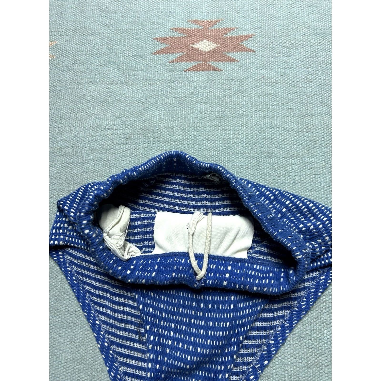 Vintage VINTAGE Brent Men's Swim Bottom Brief Trunks M High Waisted Blue White Cotton 1950s Boys? Size US 31 - 3 Thumbnail
