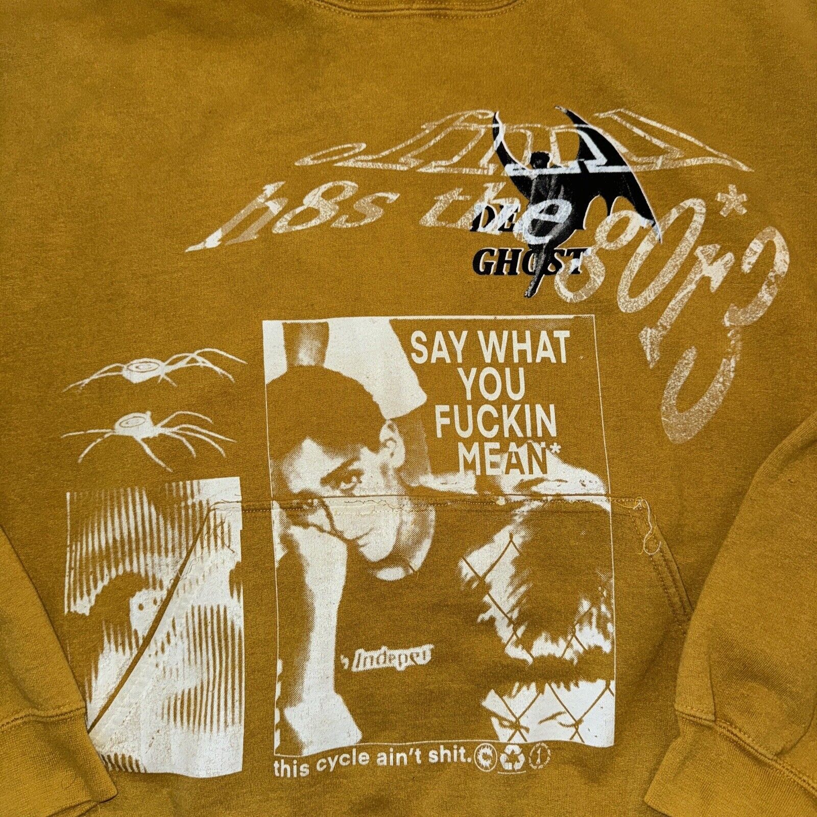 Band Tees × Japanese Brand Streetwear Brand Yellow Hoodie 24x23 Cropped Size US XL / EU 56 / 4 - 2 Thumbnail