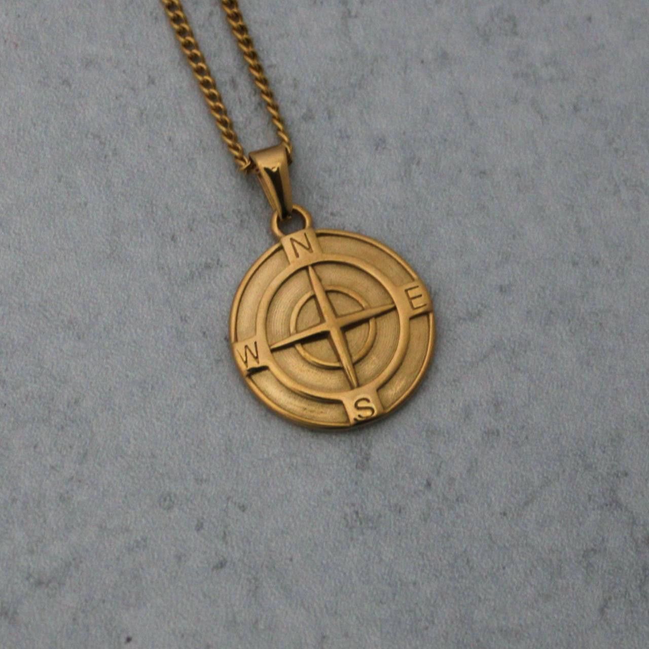 Jewelry Gold Compass Pendant Chain Necklace Size ONE SIZE - 2 Thumbnail