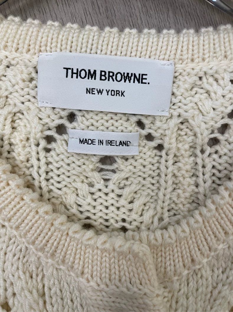 Thom Browne Thom browne Beige hem striped wool cardigan jacket 2504-Nex Size M / US 6-8 / IT 42-44 - 5 Thumbnail