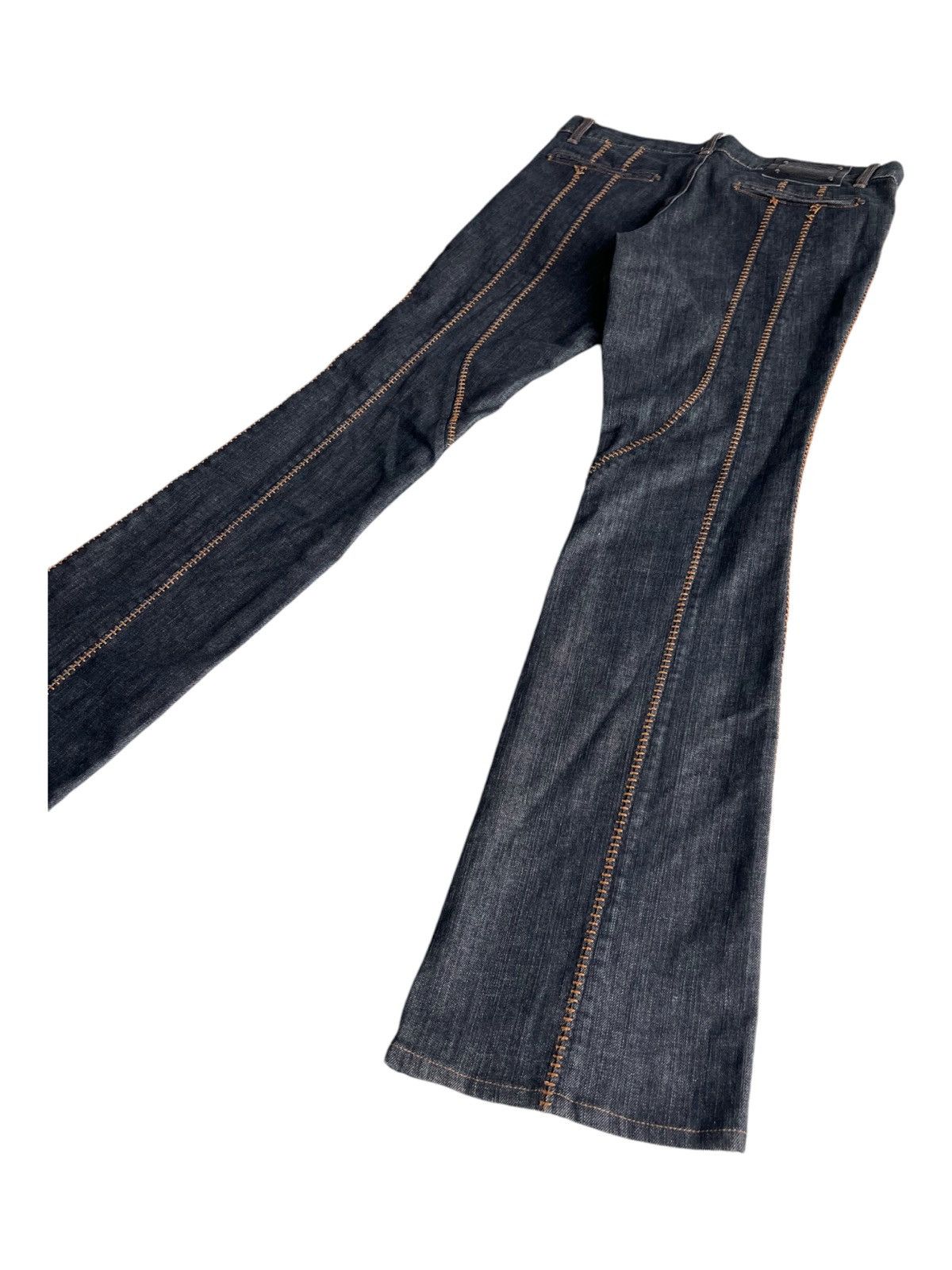 5351 POUR LES HOMMES Y2K 5351 Pour Les Hommes Big Flare Hem Stitching Denim Jeans Size US 34 / EU 50 - 4 Thumbnail