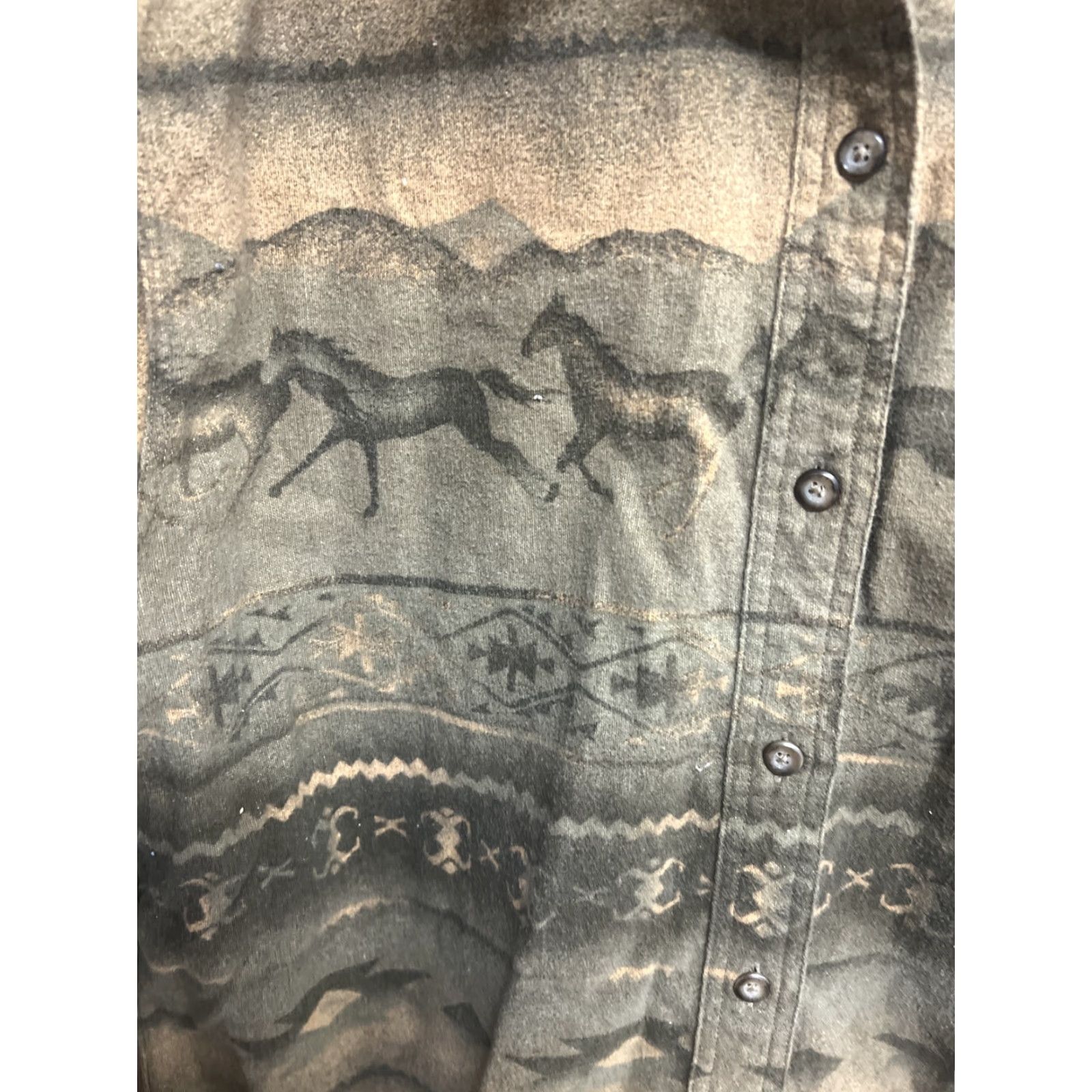 Vintage Cabela's Horse Camo Flannel Long Sleeve Button-Up Shirt Mens XL Brown Camouflage Pockets Zippers Size US XL / EU 56 / 4 - 3 Thumbnail