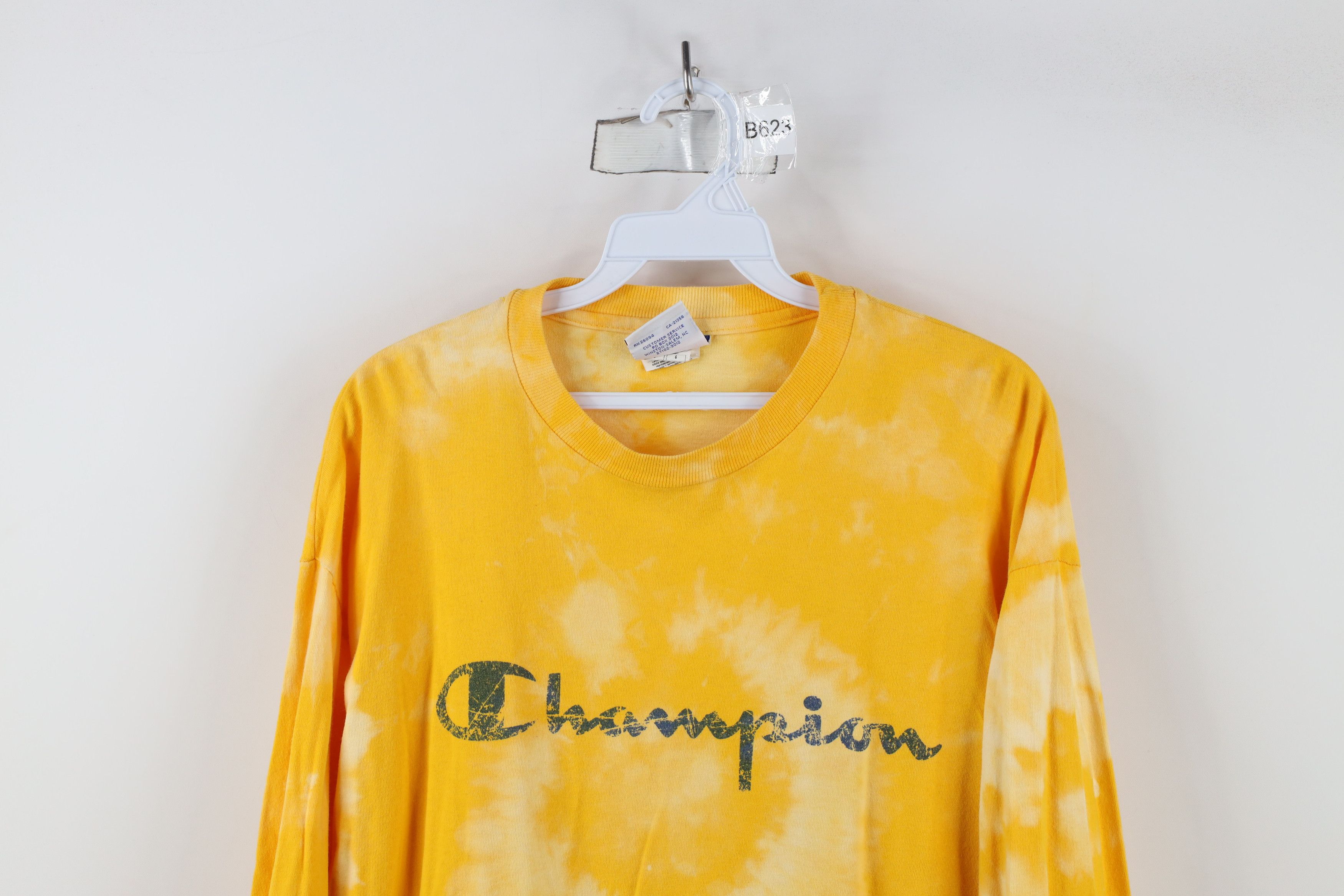 Champion × Vintage Vintage 90s Champion Acid Wash Long Sleeve T-Shirt Yellow Size US L / EU 52-54 / 3 - 2 Thumbnail