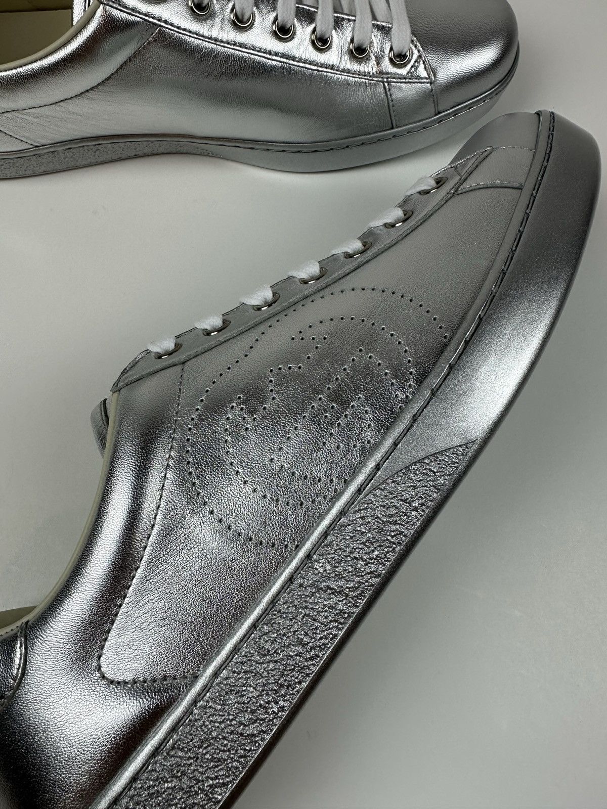 Gucci Gucci Silver GG Ace Sneakers Size US 11 / EU 44 - 5 Thumbnail