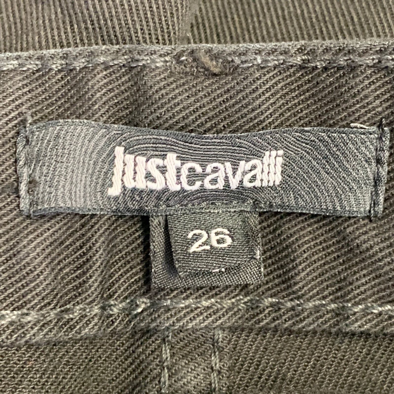 Just Cavalli Size 26 Black Silver Cotton Denim Studded Button Fly Jeans Size 26" / US 2 / IT 38 - 5 Thumbnail