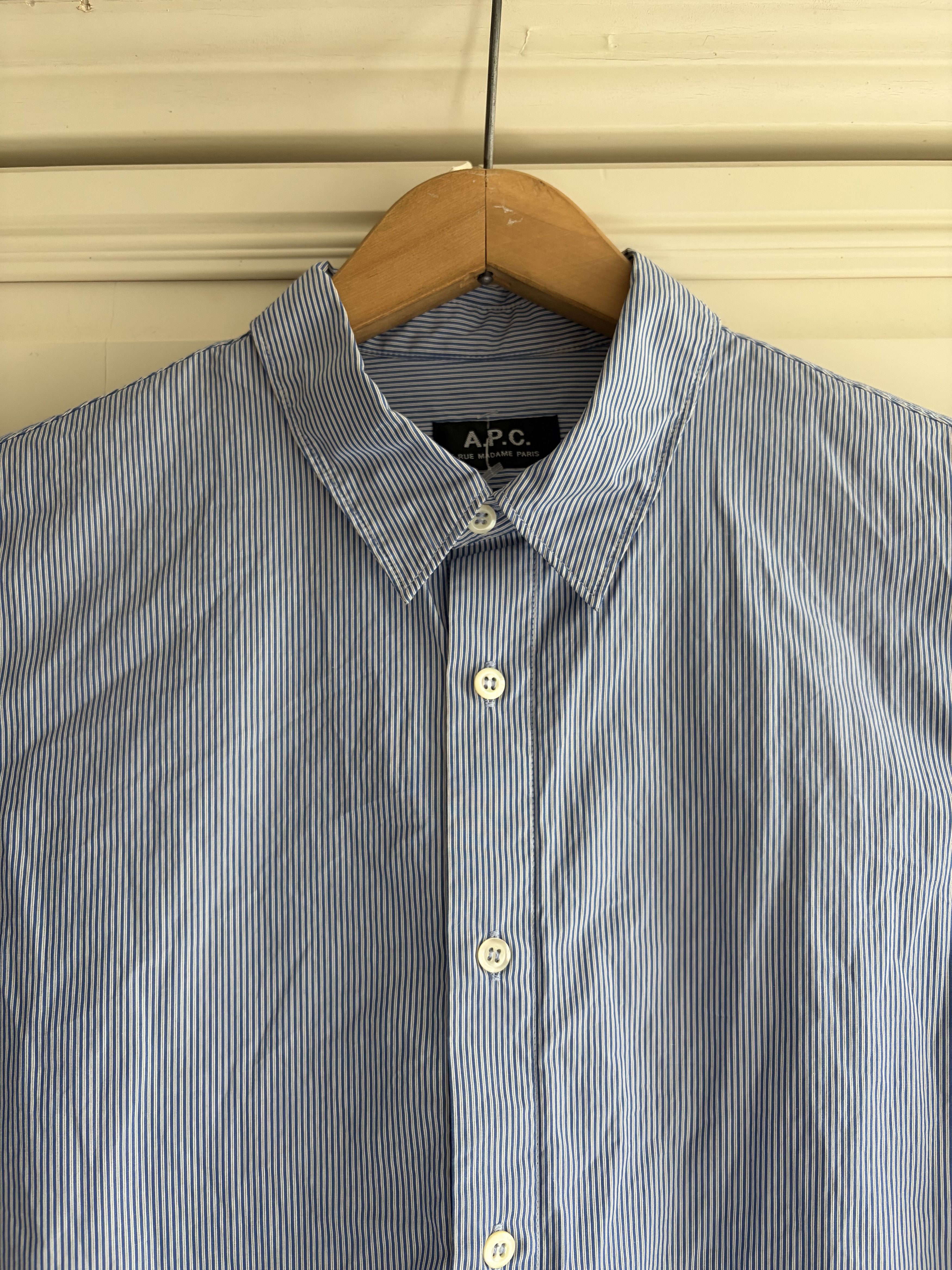 A.P.C. APC Striped Cotton Button Down Shirt Size US L / EU 52-54 / 3 - 2 Thumbnail