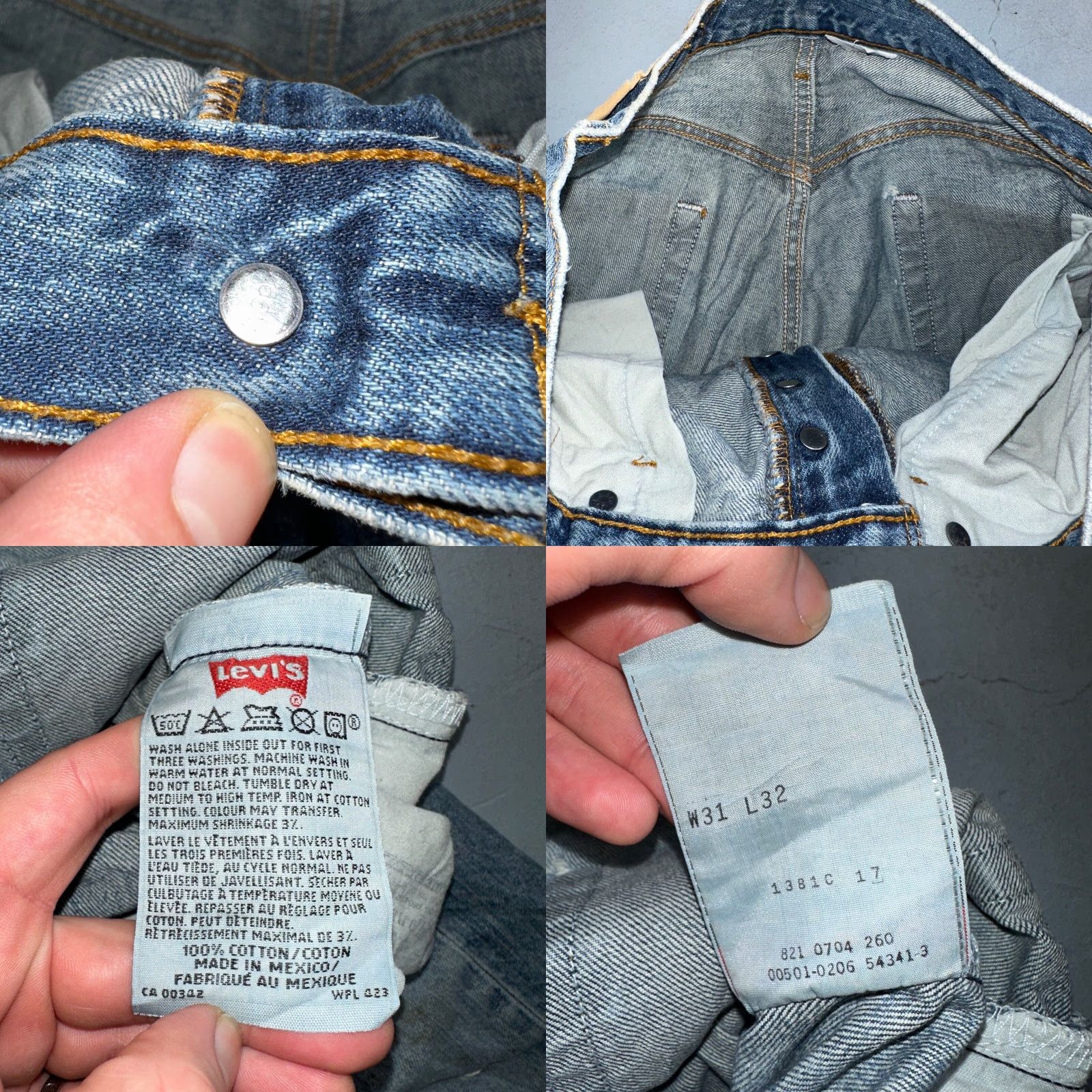 Levi's VINTAGE Levi's 501 Jeans Straight Levi's Men 31x32 Blue Denim 90s 501 Series Regular Mens Jeans Size US 31 - 9 Thumbnail