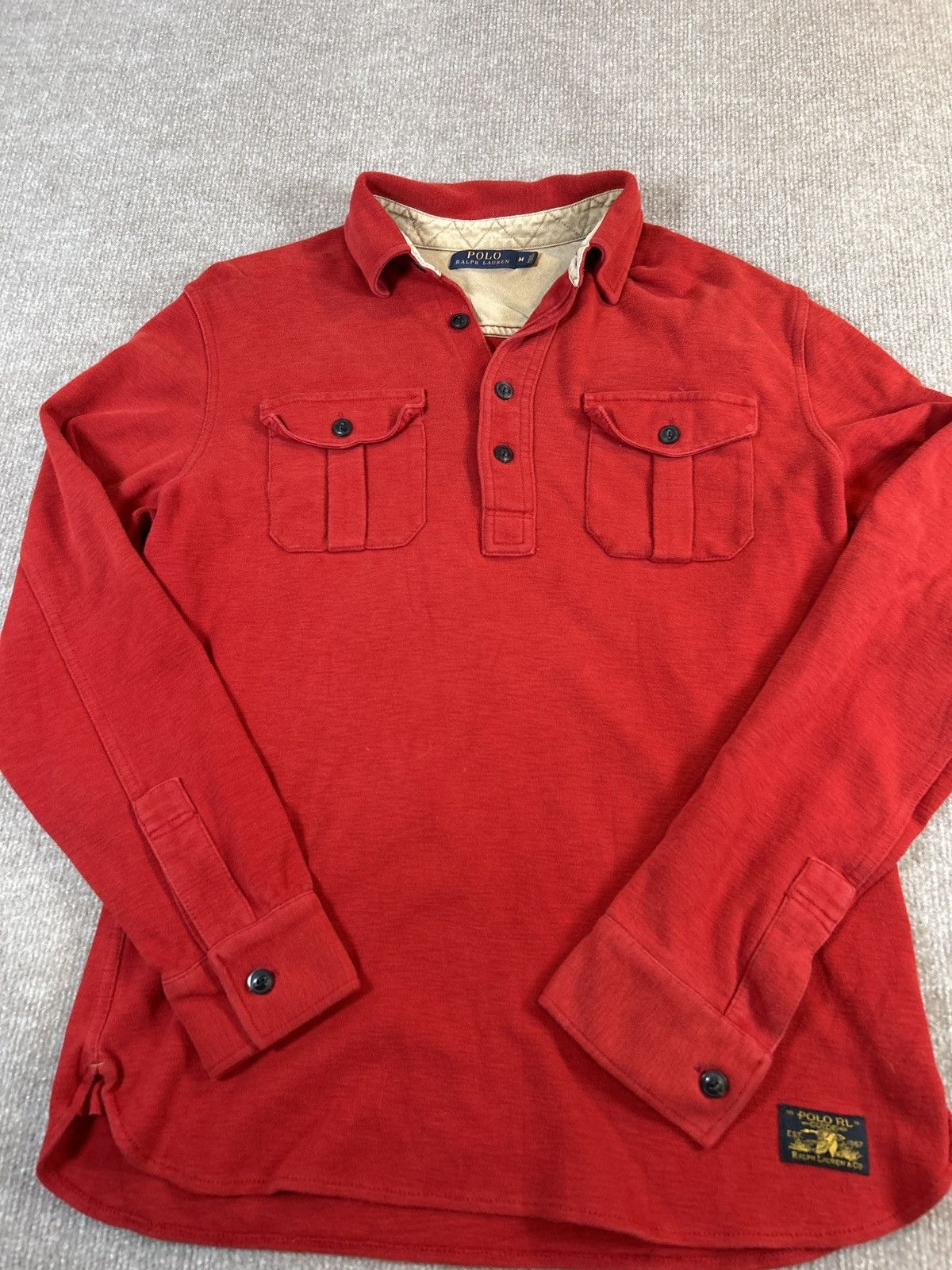 Polo Ralph Lauren Polo Ralph Lauren Men’s Red Long Sleeve Workshirt Henley1108 Size US M / EU 48-50 / 2 - 1 Thumbnail