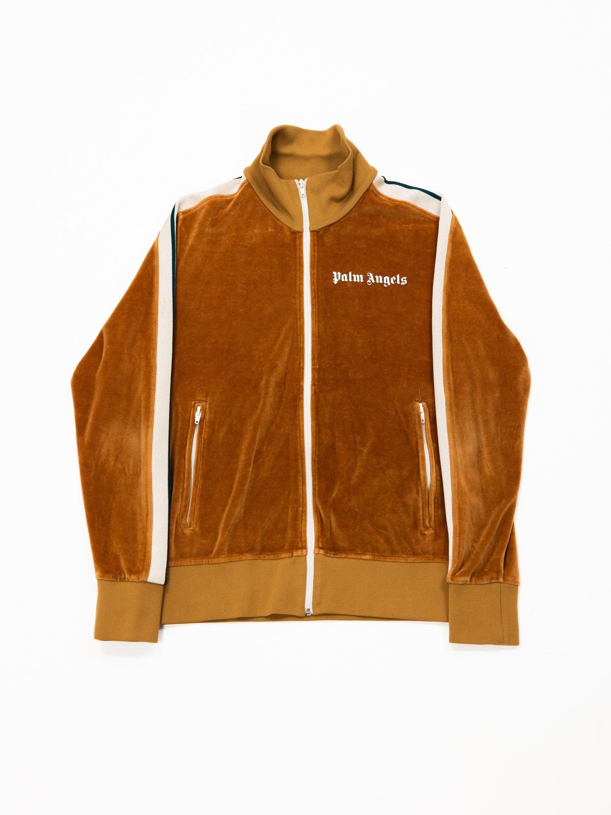 image of Palm Angels Velour Track Jacket in Brown, Men's (Size Small)