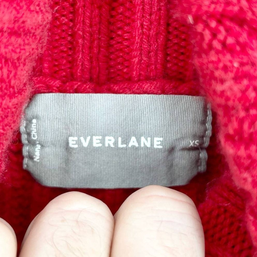 Everlane Everlane Red 100% Wool Knit Ribbed Turtleneck Sweater Size XS / US 0-2 / IT 36-38 - 3 Thumbnail