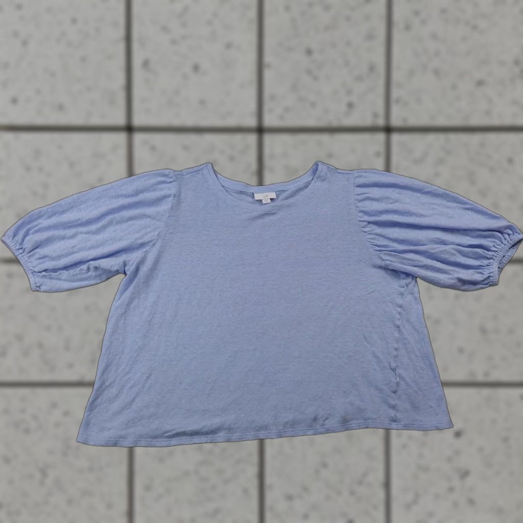 J. Jill J Jill Shirt Womens XL Blue Linen Short Sleeve Crewneck Top Tee Puff Sleeve Size XL / US 12-14 / IT 48-50 - 1 Thumbnail