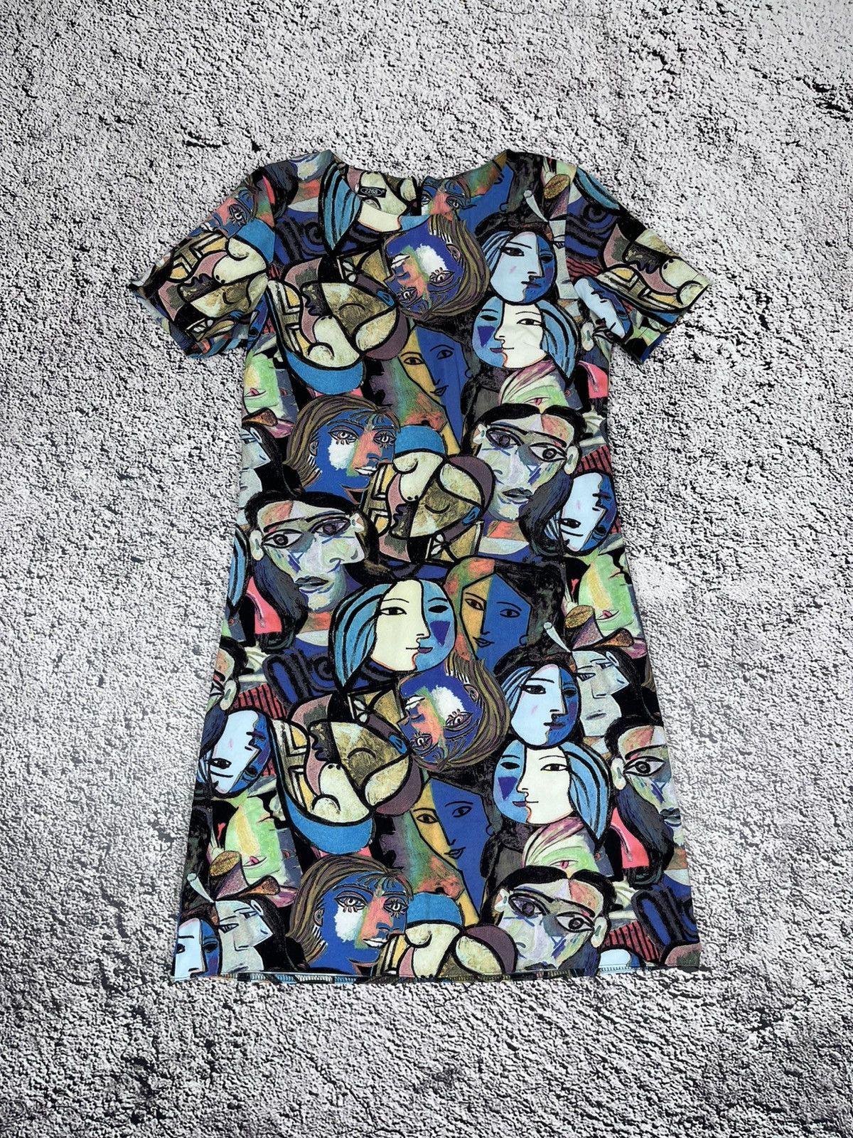 Japanese Brand Vintage Abstract Psychedelic Faces Midi Dress Size M / US 6-8 / IT 42-44 - 1 Thumbnail