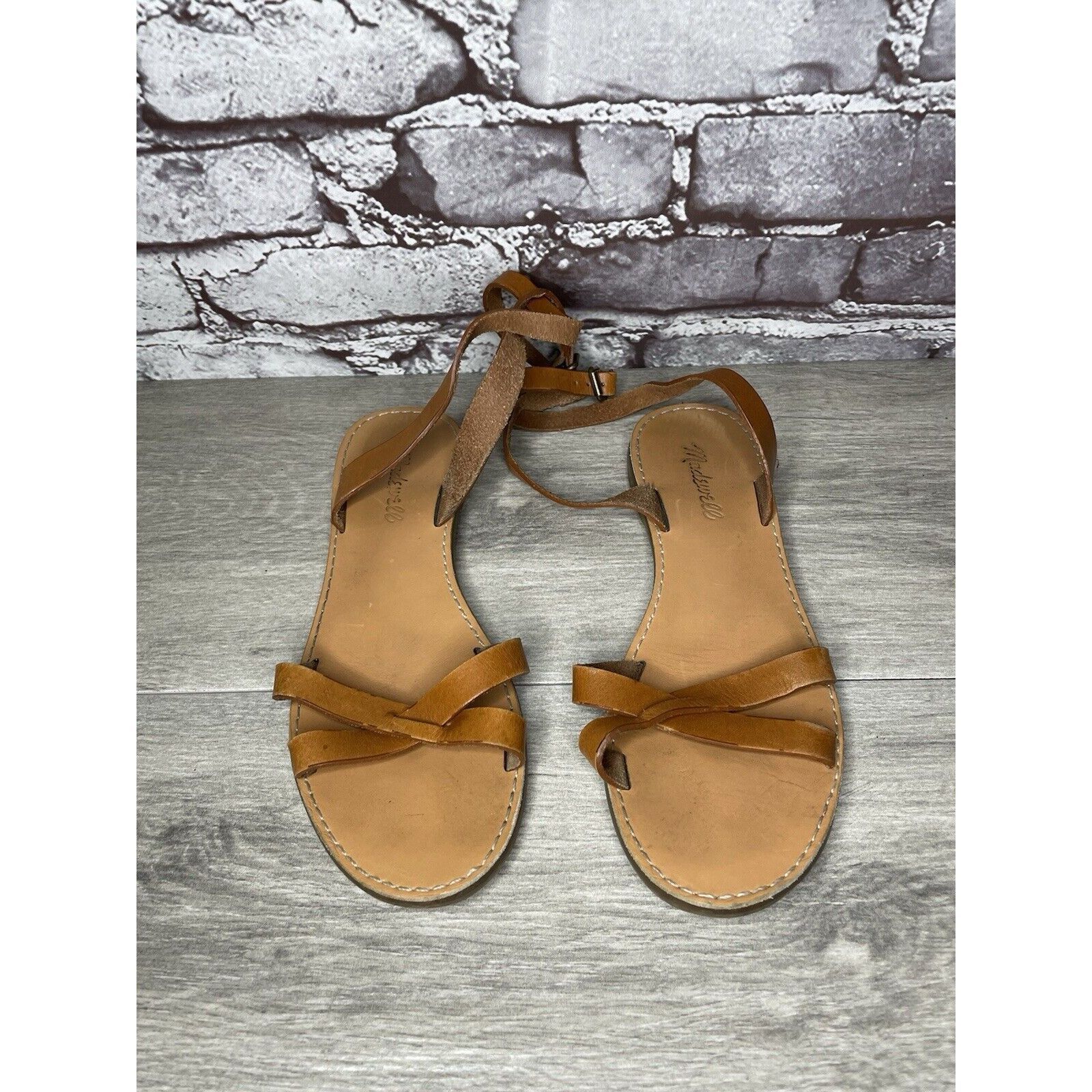 Madewell Madewell Brown Leather Casual Ankle Strap Flat Sandals Women Size US 7.5 / IT 37.5 - 2 Thumbnail