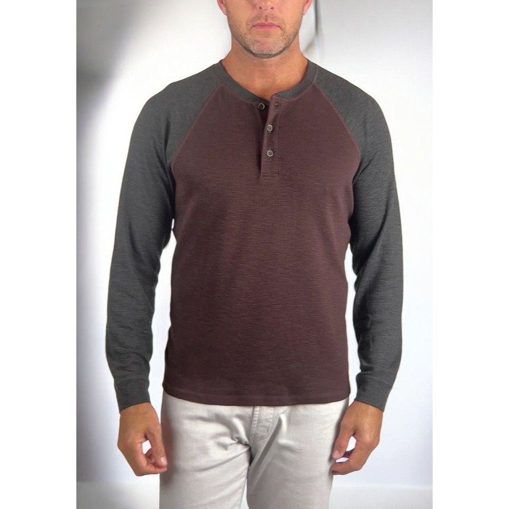 Designer Tailor Vintage Men Henley Shirt Large Raglan Long Sleeve NEW Size US L / EU 52-54 / 3 - 10 Thumbnail