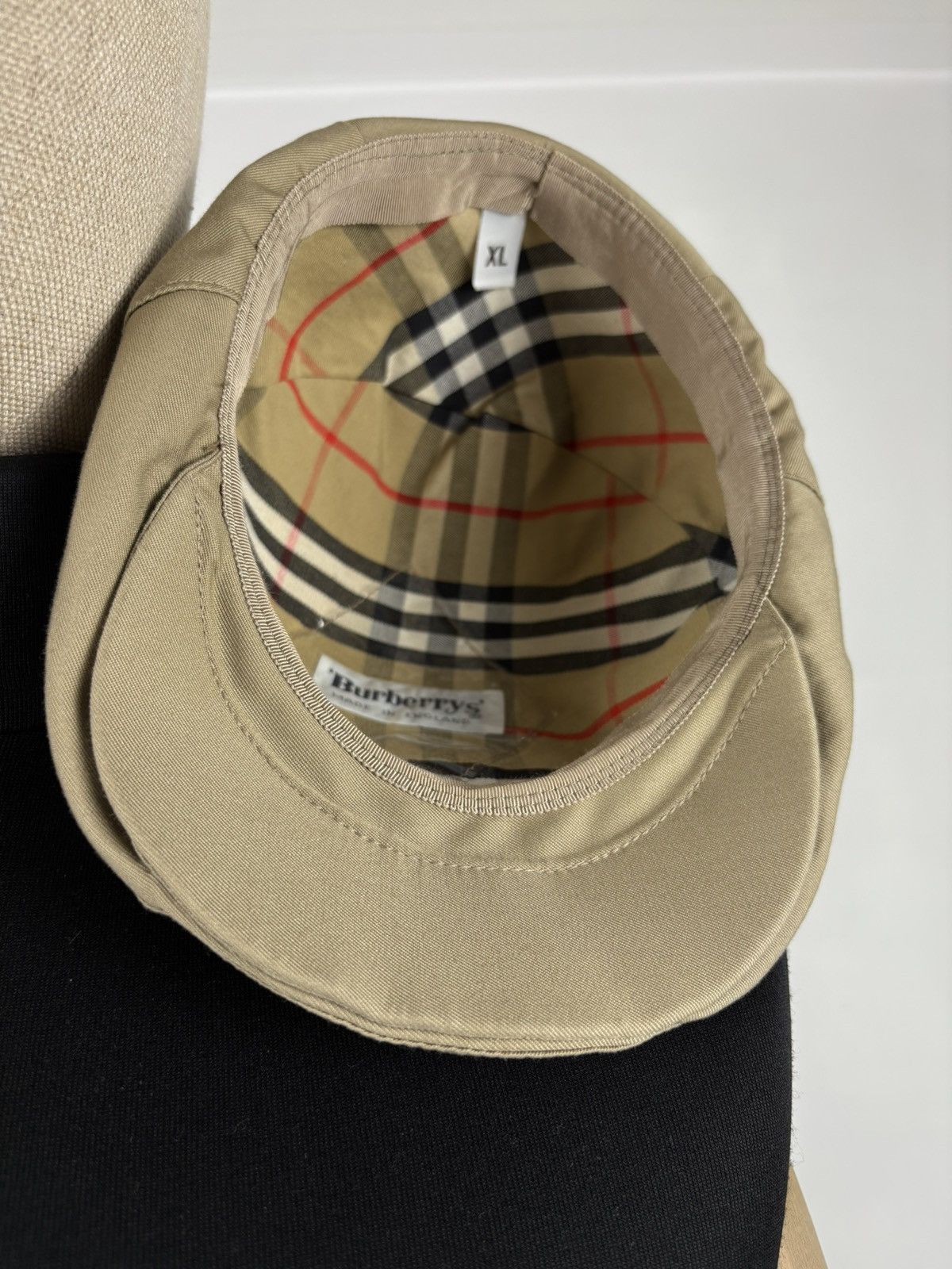 Burberry Rare 90's Burbeerry's Nova Check Lining Tan Plaid Flat Newsboy Cap Visor Driver Hat Size ONE SIZE - 13 Thumbnail