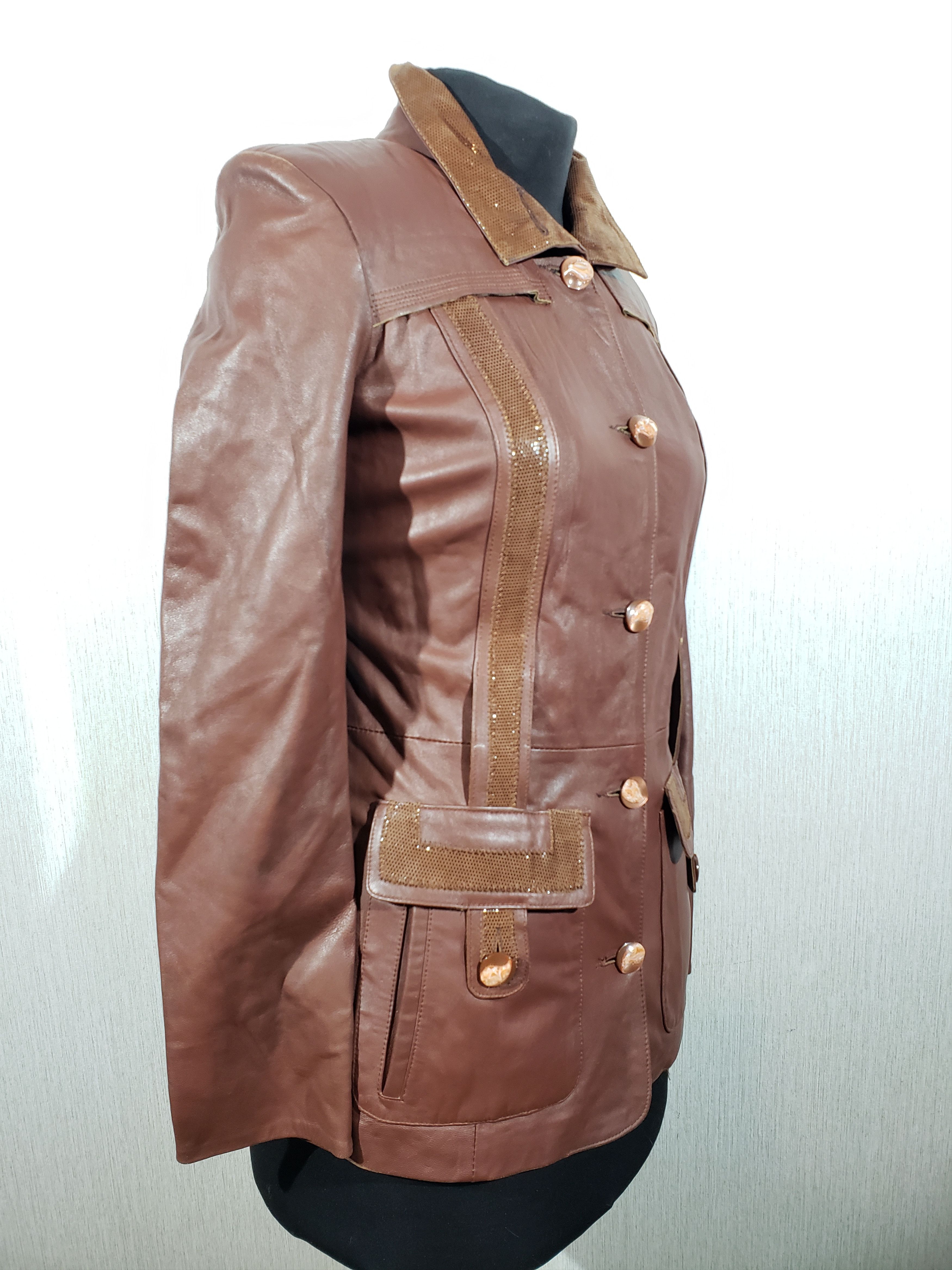 Other Stylish brown leather women's jacket. Size M / US 6-8 / IT 42-44 - 2 Thumbnail