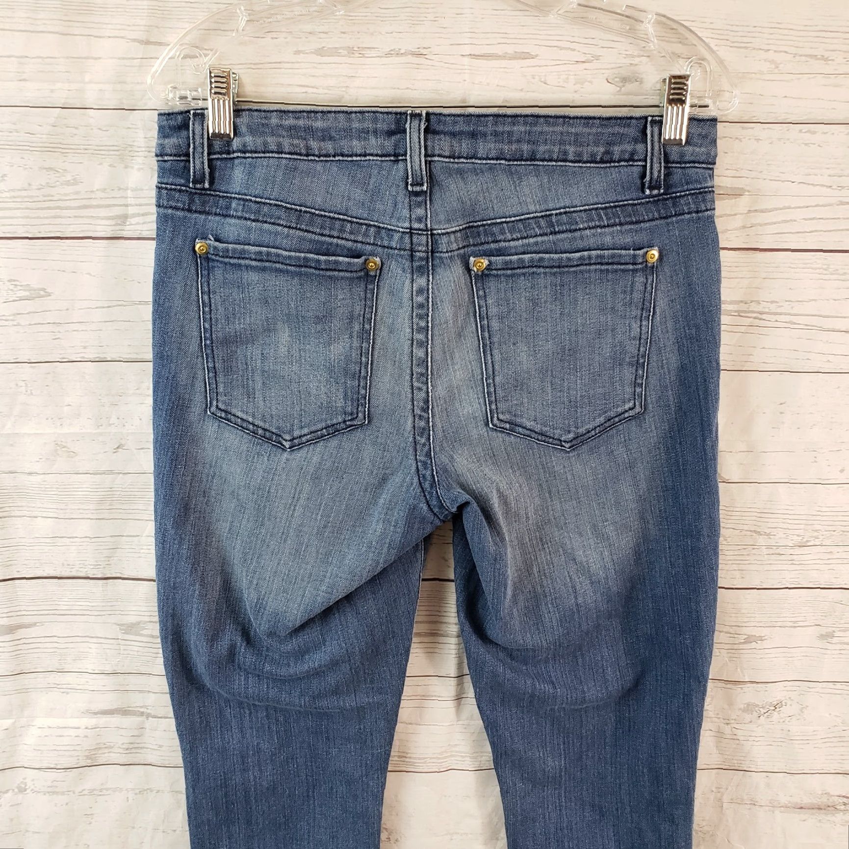 Vintage Cache Womens Crop Jeans 6 Blue Animal Print Trim Mid Rise Size 28" / US 6 / IT 42 - 4 Thumbnail