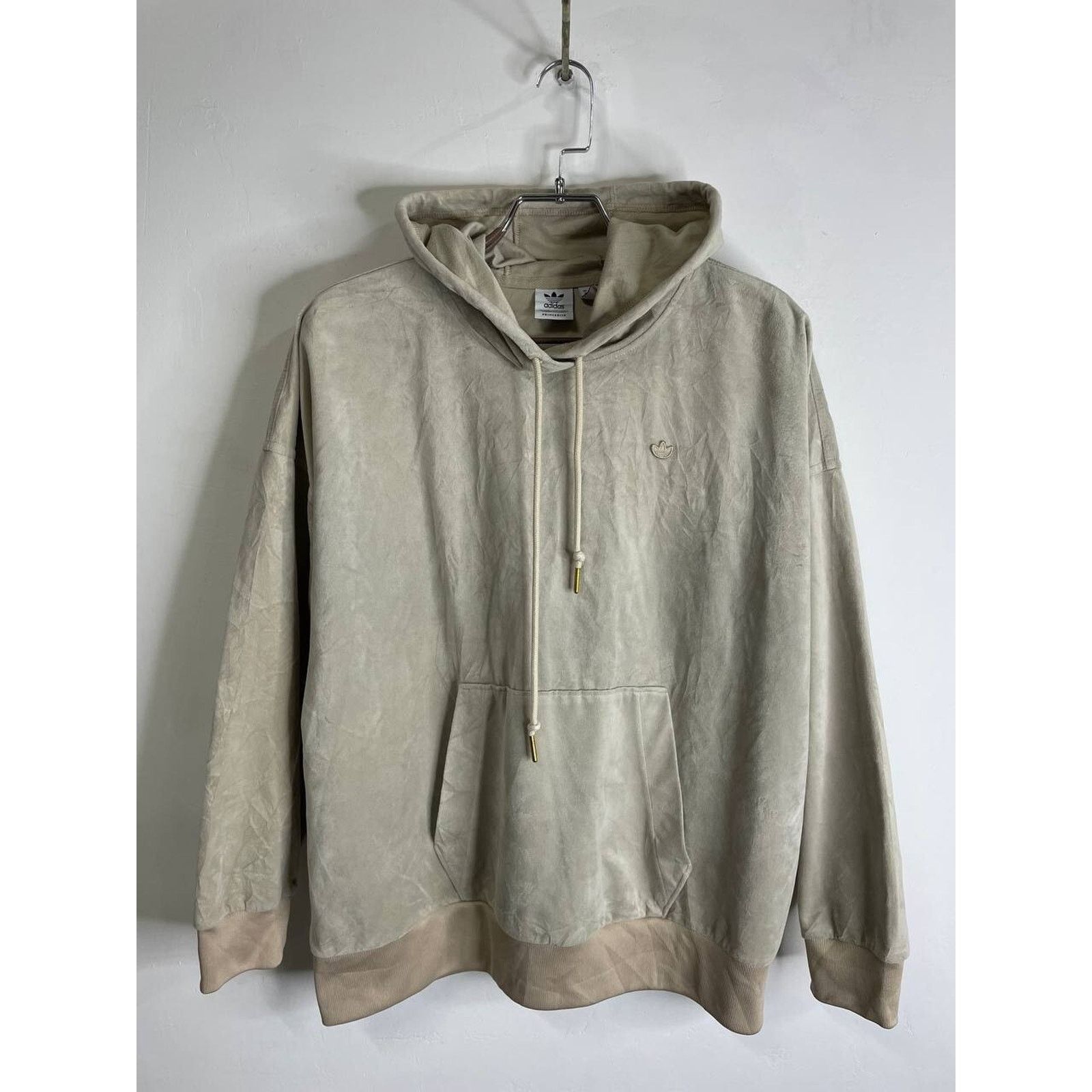 Adidas Vintage Adidas Originals Velour Hoodie Beige Gold Size M Size US M / EU 48-50 / 2 - 2 Thumbnail
