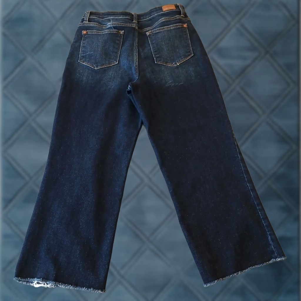 Vintage Judy Blue Jeans Womens Size 9/29 Blue Dark Wash Wide-Leg Capri Size 29" - 1 Thumbnail
