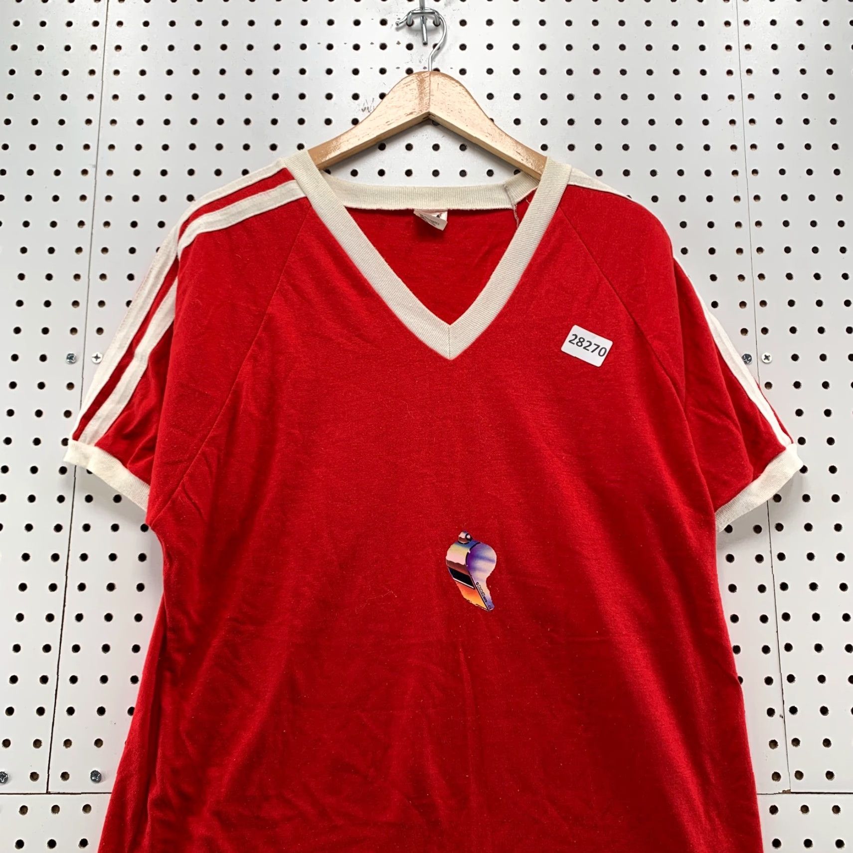 Whistles VINTAGE Bantam Shirt Unisex Adults L Red Cotton Polyester 70s 80s Sports Coach's Whistle 21.5x29 EICH Shirt Mens WomenS Size US L / EU 52-54 / 3 - 3 Thumbnail