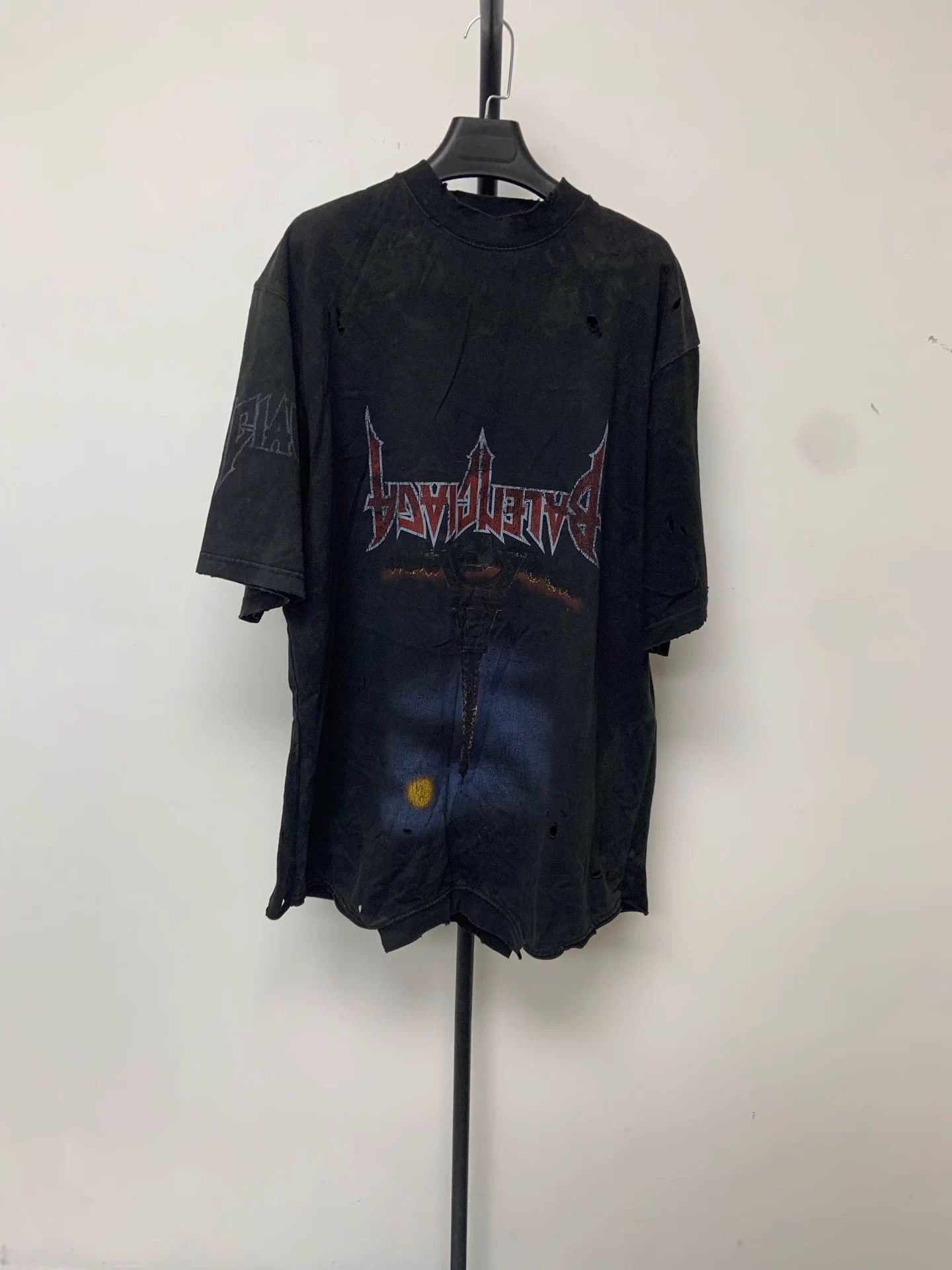 Balenciaga Balenciaga oversized logo crewneck short tee black 3 Size L / US 10 / IT 46 - 1 Thumbnail