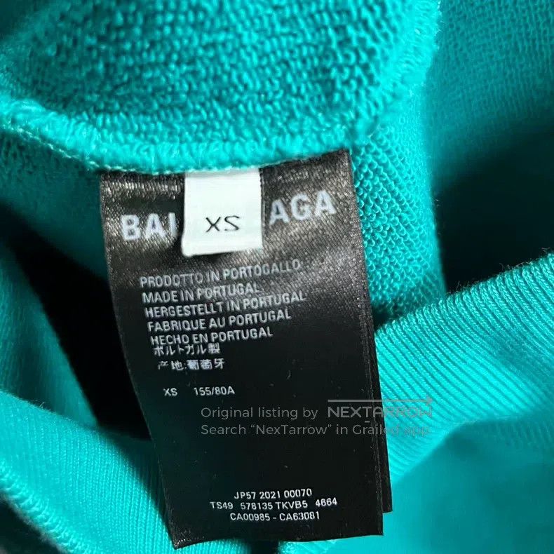 Balenciaga Balenciaga Peacock Blue Logo Embroidered Hooded Sweatshirt Size US XS / EU 42 / 0 - 3 Thumbnail