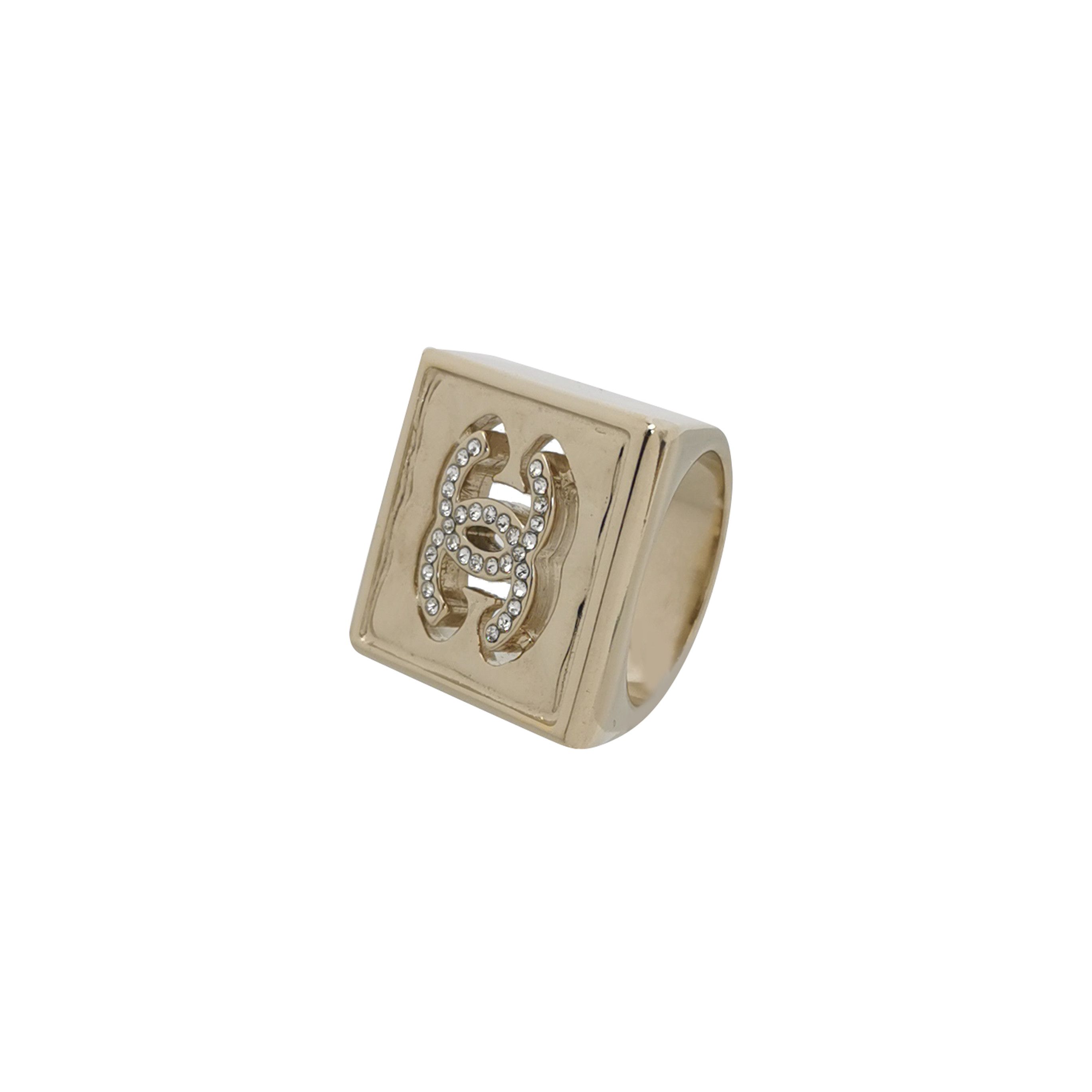 Chanel Chanel Crystal Double C Logo Ring Size 13 -z2505 Size ONE SIZE - 1 Thumbnail