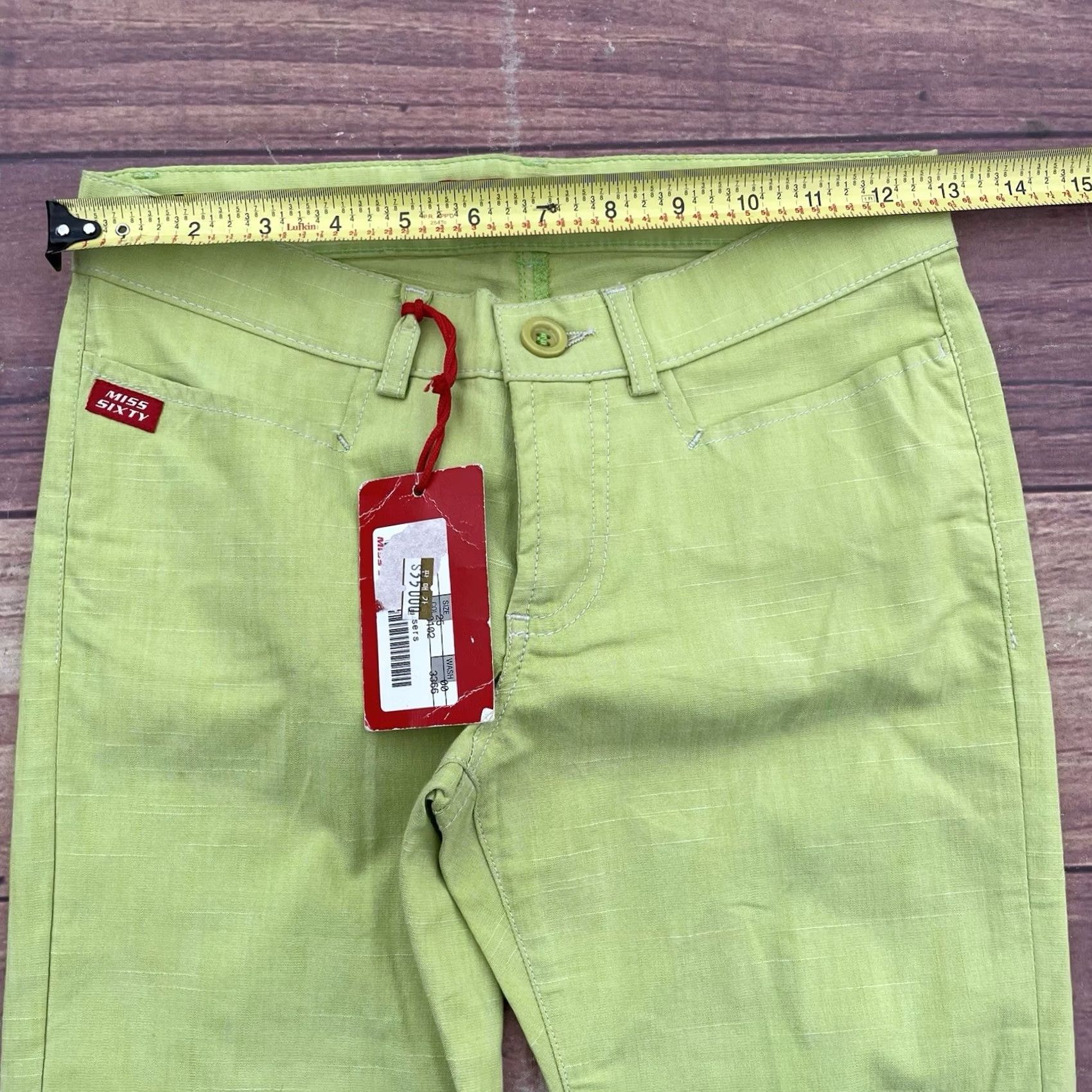 Miss Sixty VINTAGE Miss Sixty Capri Jeans Women 90s Lime Green Cotton 25 Inseam 25 Pockets 5-Pocket Denim Italy Size 42" / US 20 - 6 Thumbnail