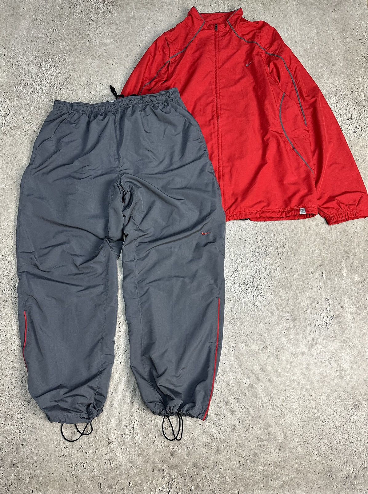 image of Vintage Nike Tracksuit Nylon Y2K Drill in Gray/Red, Men's (Size XL)